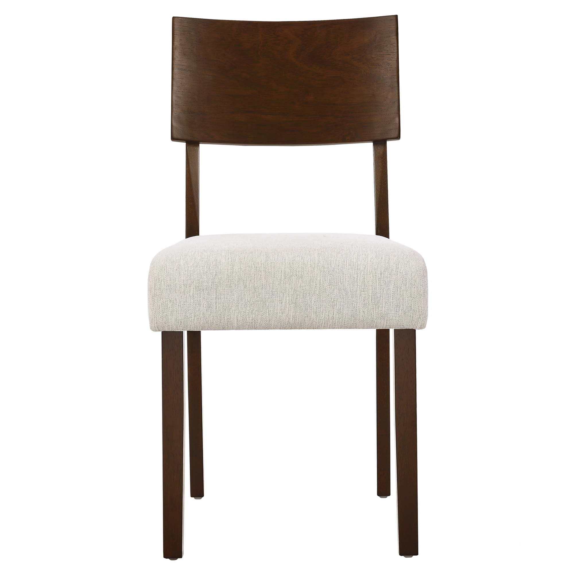 Pax Wood Dining Side Chairs Set of 2, Walnut Heathered Weave Ivory