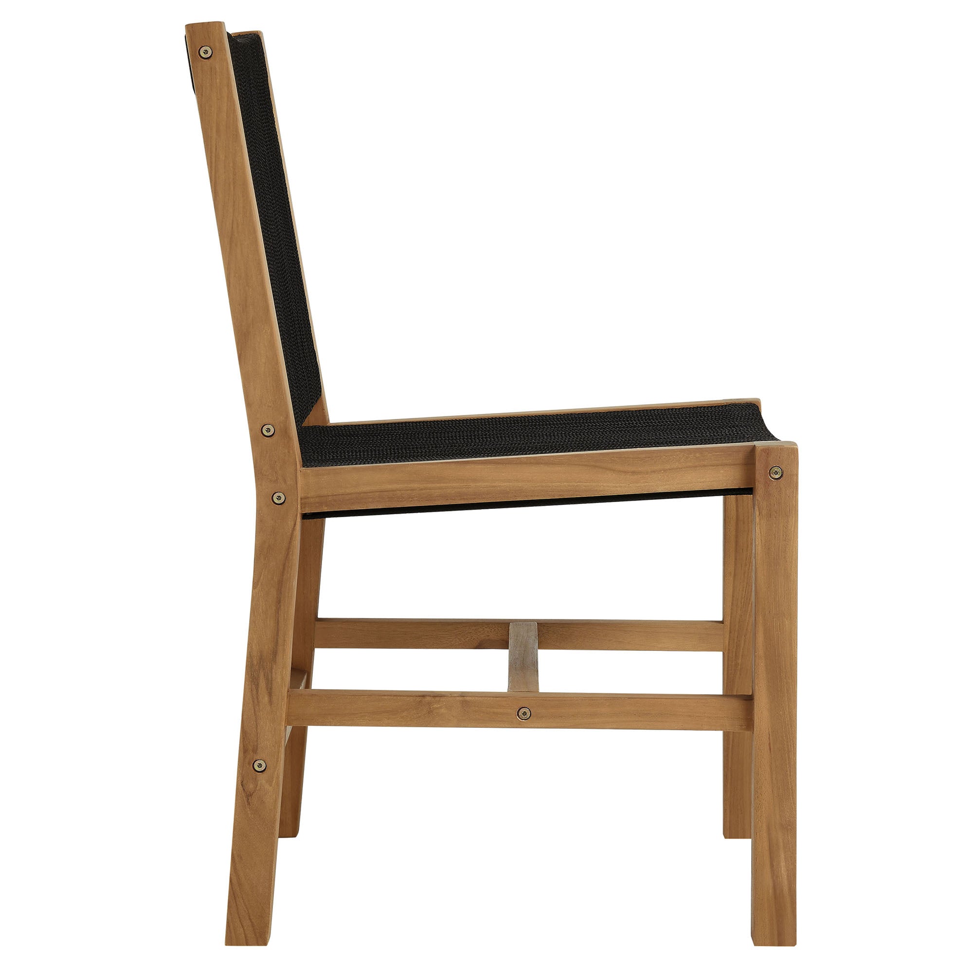 Vienna 7-Piece Outdoor Patio Teak and Rope Dining Set with Armless Chairs, Natural Black