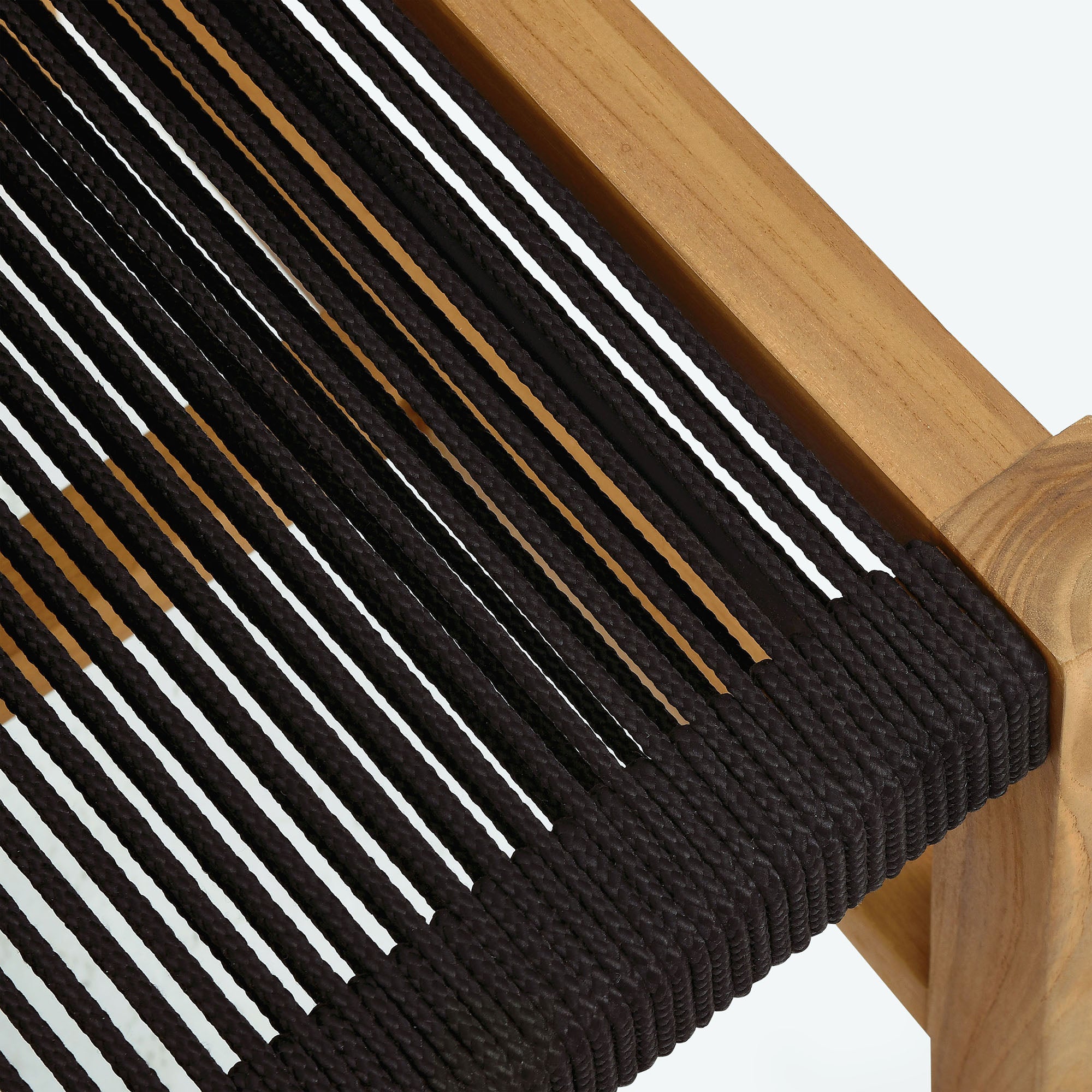 Vienna Outdoor Patio Teak and Rope Armless Dining Chairs Set of 2, Natural Black