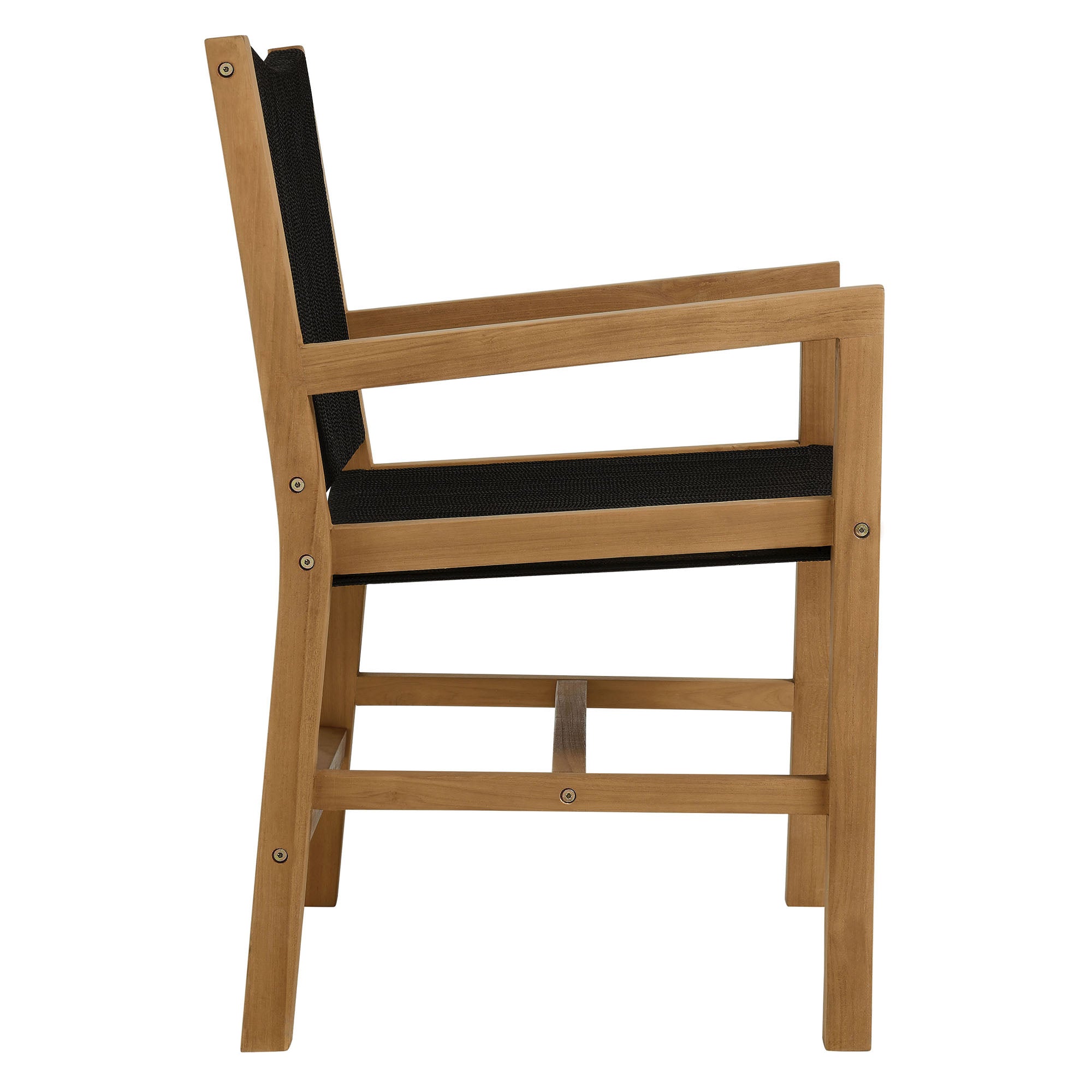 Vienna 3-Piece Outdoor Patio Teak and Rope Dining Set with Armchairs, Natural Black