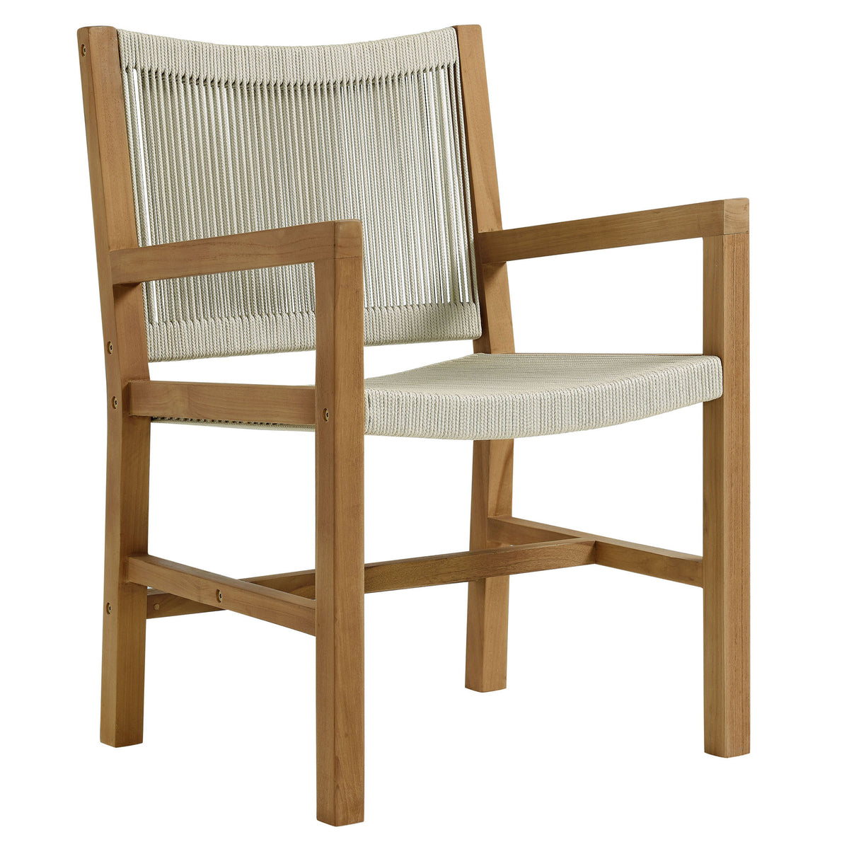 Vienna 7-Piece Outdoor Patio Teak and Rope Dining Set, Natural Natural