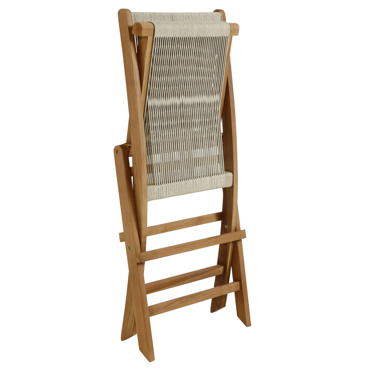 Vienna Outdoor Patio Teak and Rope Folding Chairs Set of 4, Natural Natural