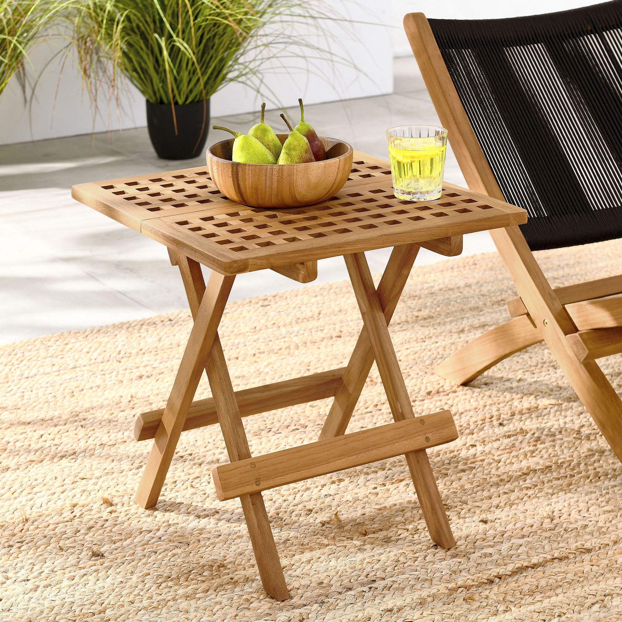 Vienna Outdoor Patio Teak Wood Side Table, Natural