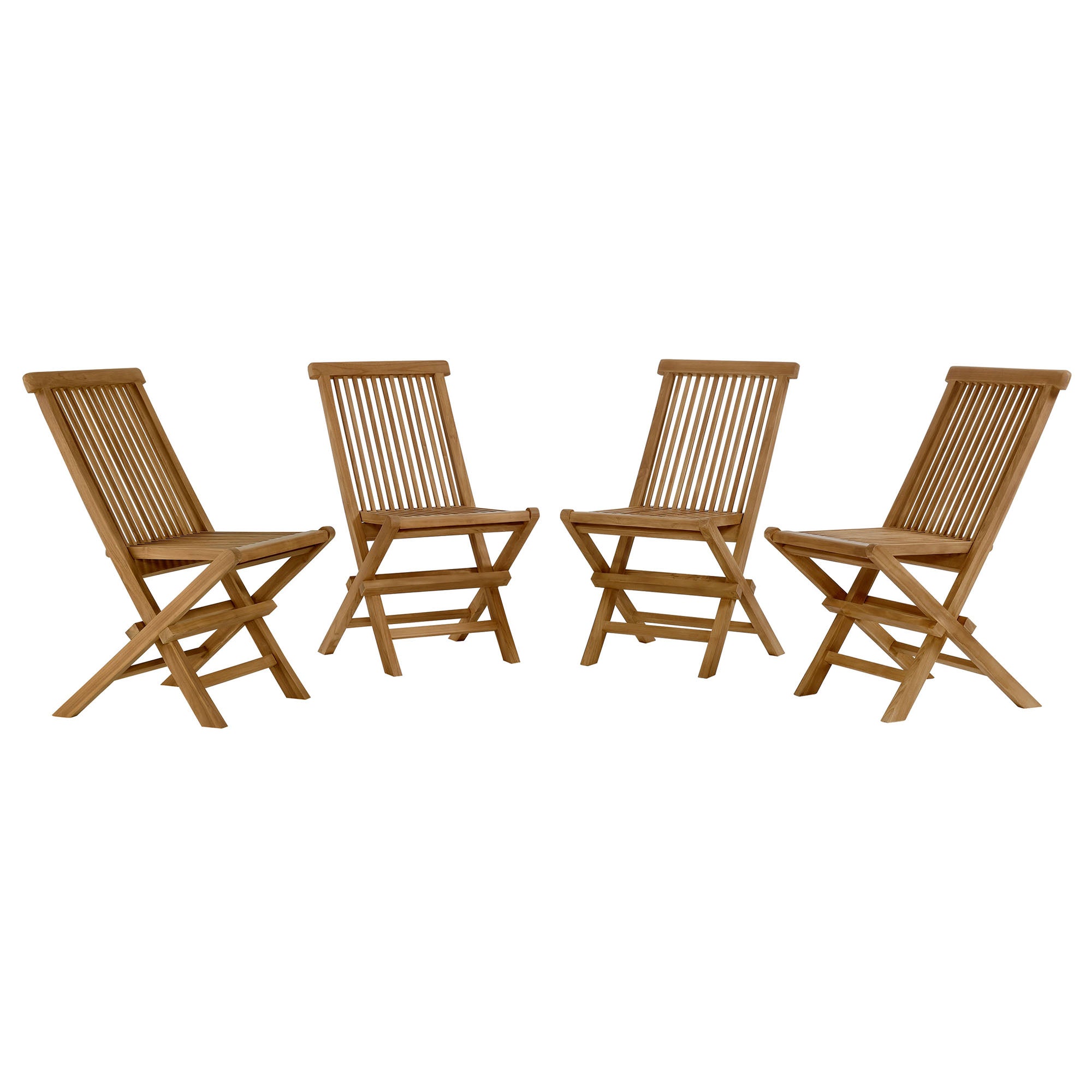 Vienna Outdoor Patio Teak Wood Folding Dining Chairs Set of 4, Natural