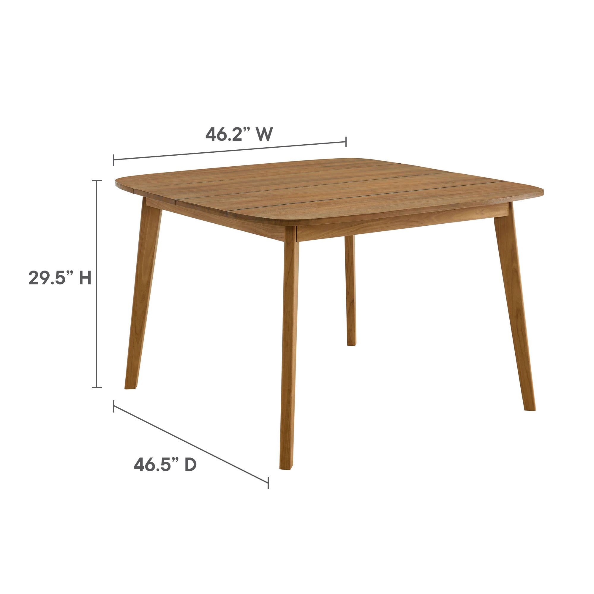 Vienna 46" Square Outdoor Patio Teak Wood Dining Table, Natural