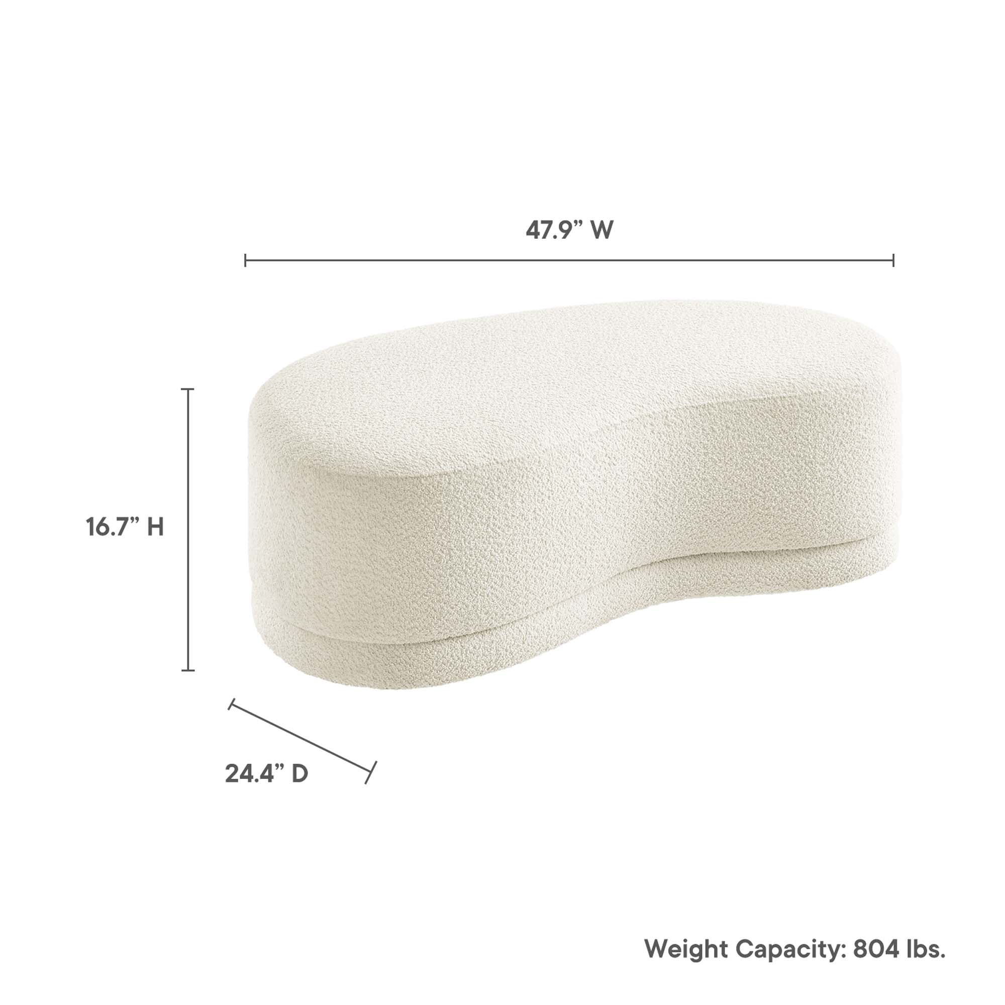 Nimbus 48" Upholstered Ottoman Bench, Cream