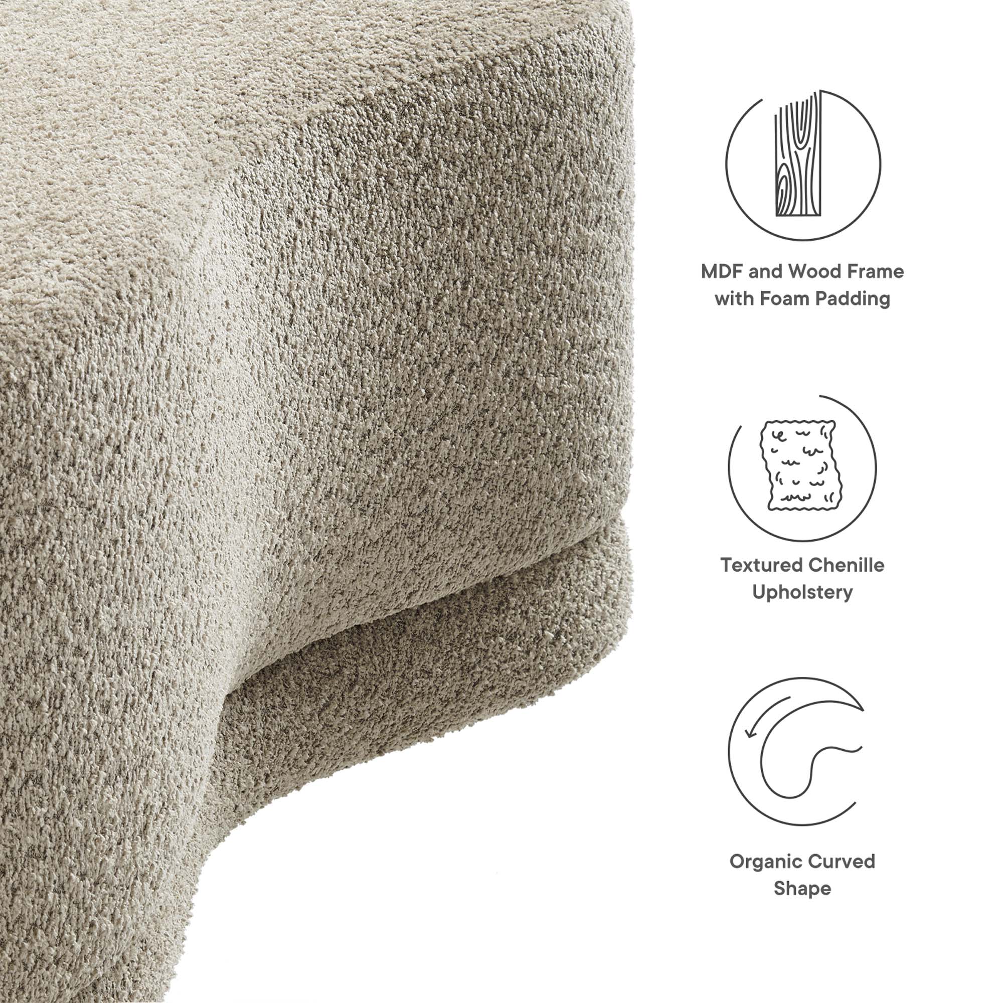Nimbus 48" Upholstered Ottoman Bench, Oat