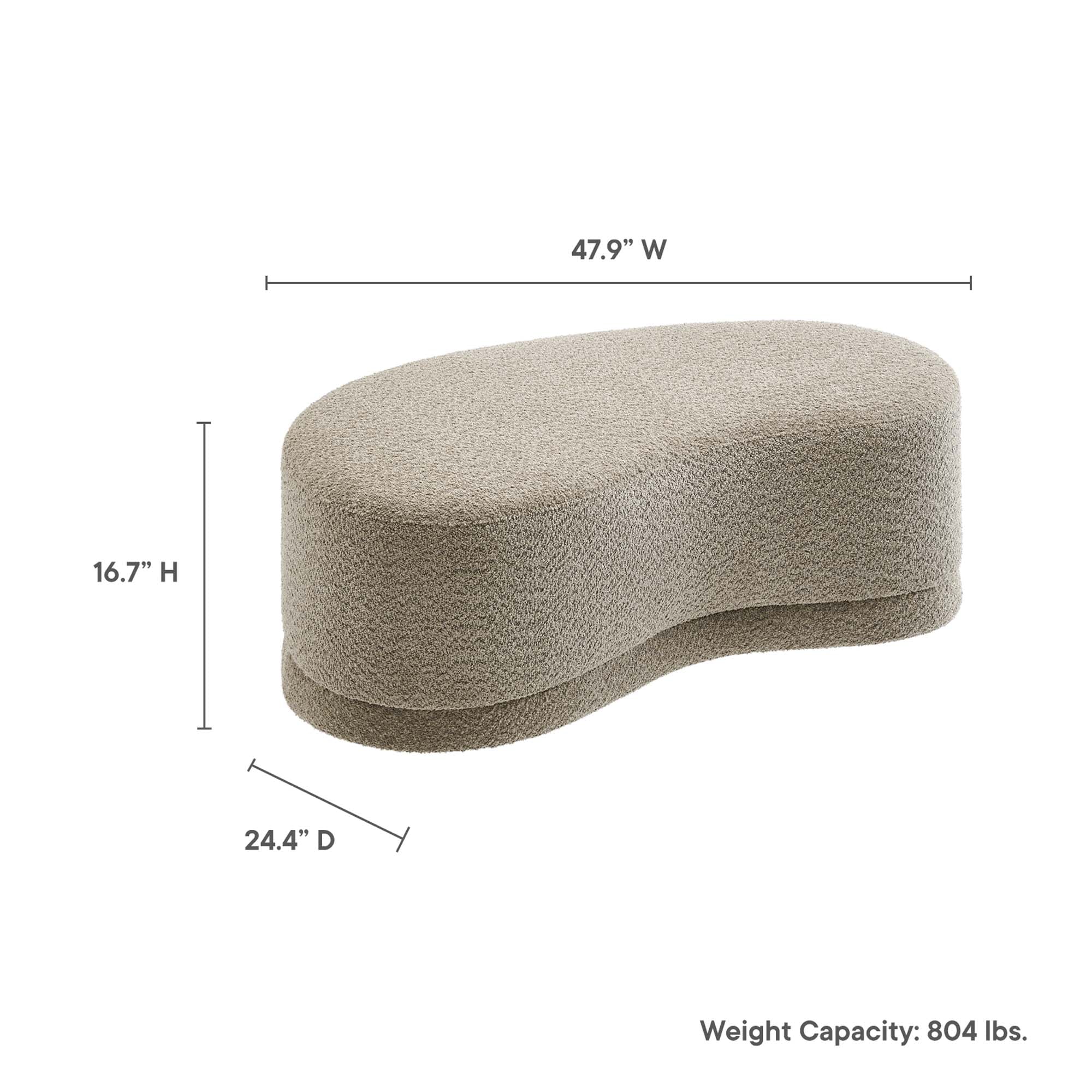 Nimbus 48" Upholstered Ottoman Bench, Oat