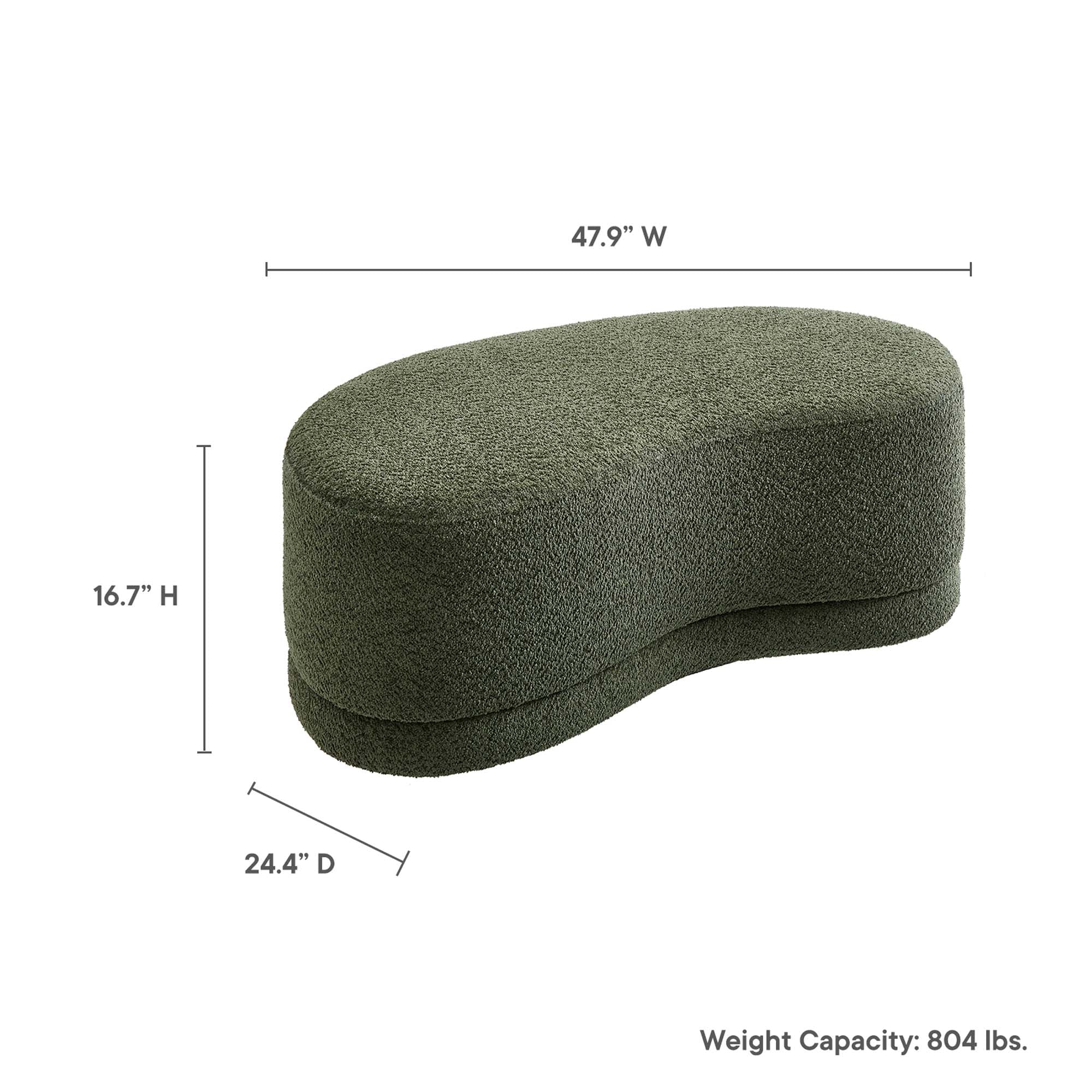 Nimbus 48" Upholstered Ottoman Bench, Sage