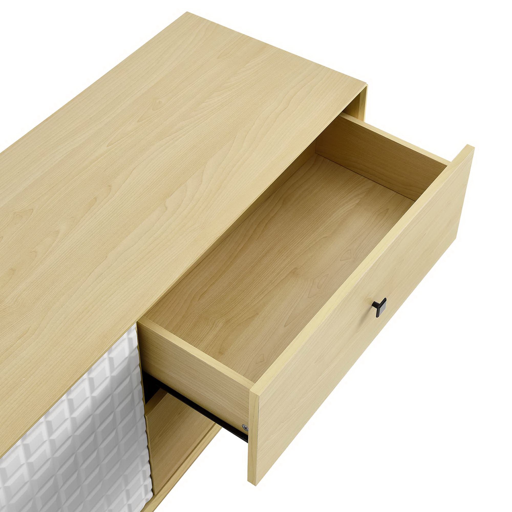 Nectar 43" Wood Grain Accent Cabinet, Natural White
