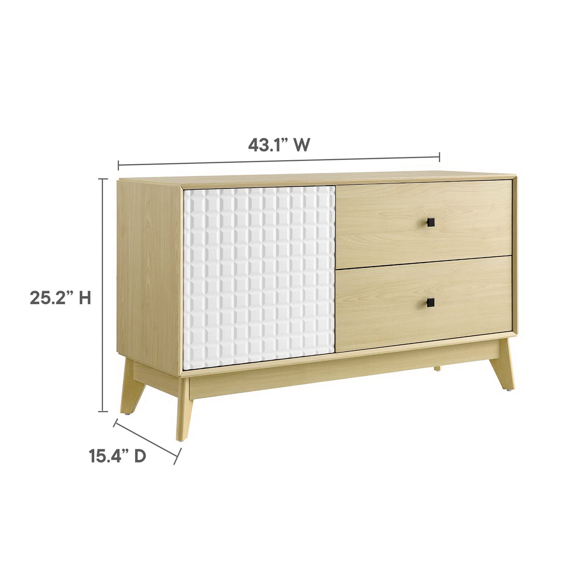 Nectar 43" Wood Grain Accent Cabinet, Natural White