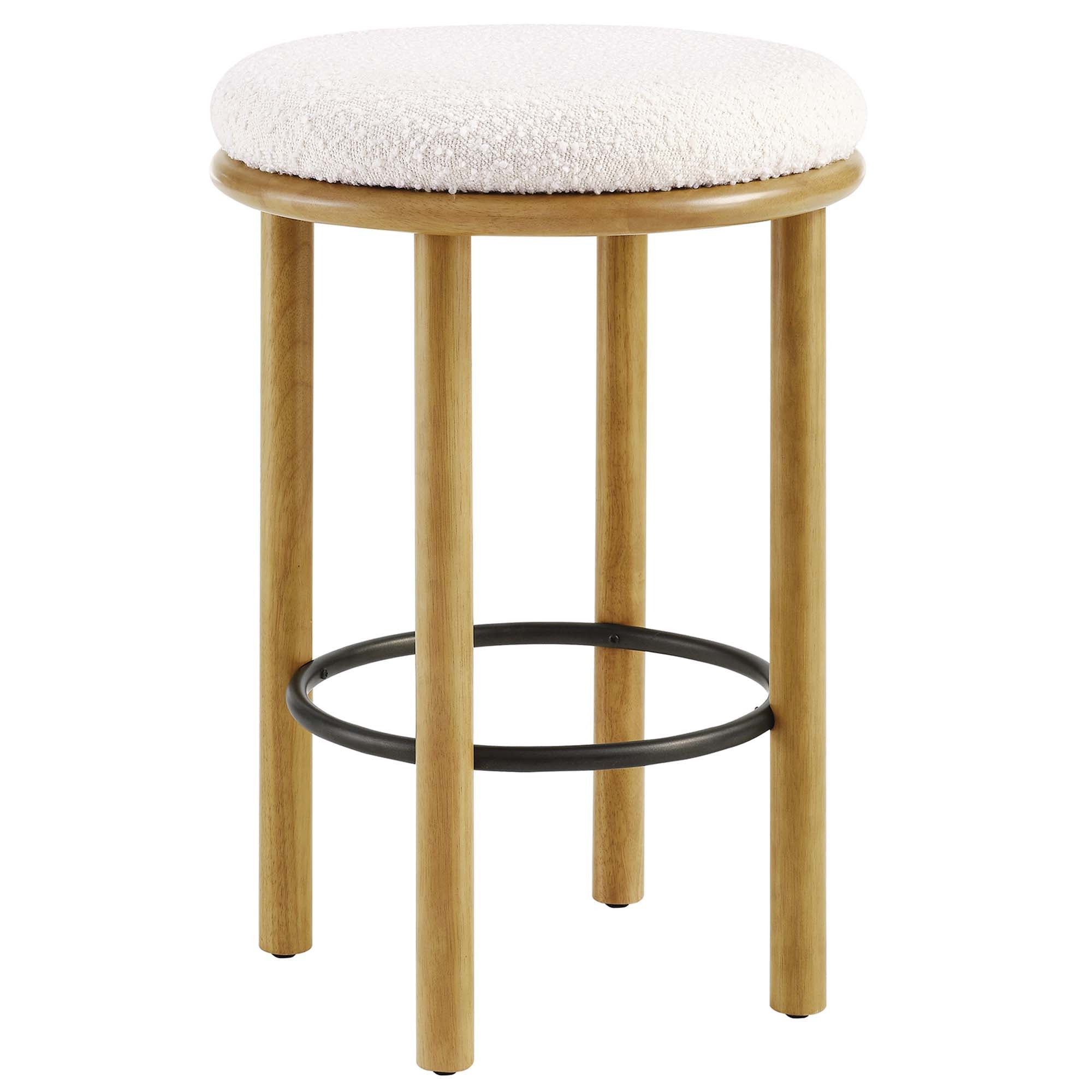 Fable Boucle Fabric Counter Stools Set of 2, Oak Ivory