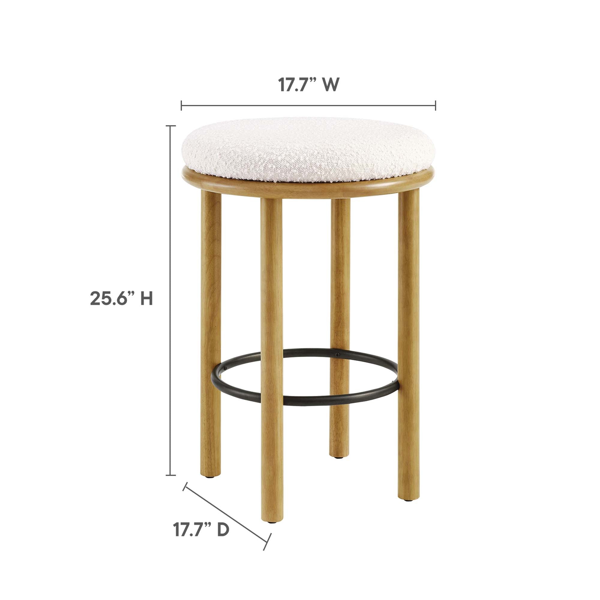 Fable Boucle Fabric Counter Stools Set of 2, Oak Ivory