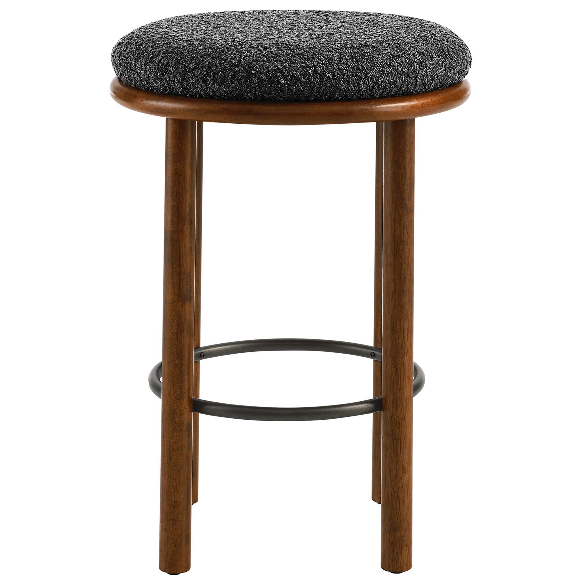 Fable Boucle Fabric Counter Stools Set of 2, Walnut Charcoal