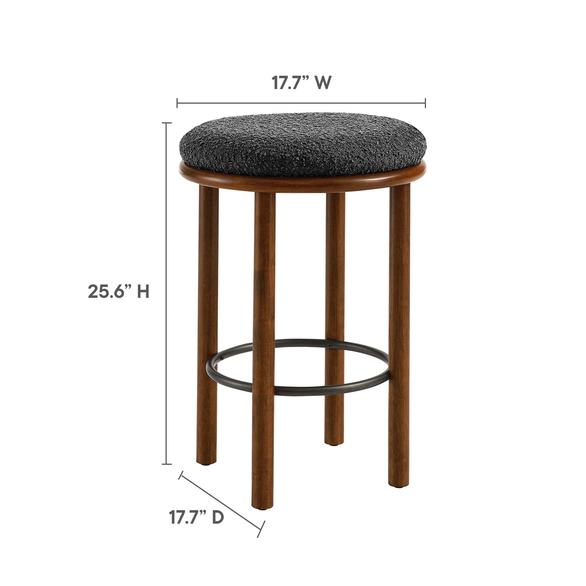 Fable Boucle Fabric Counter Stools Set of 2, Walnut Charcoal