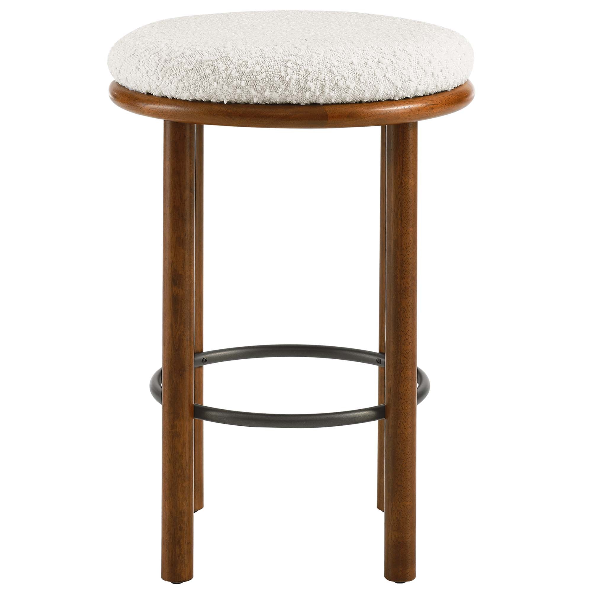 Fable Boucle Fabric Counter Stools Set of 2, Walnut Ivory