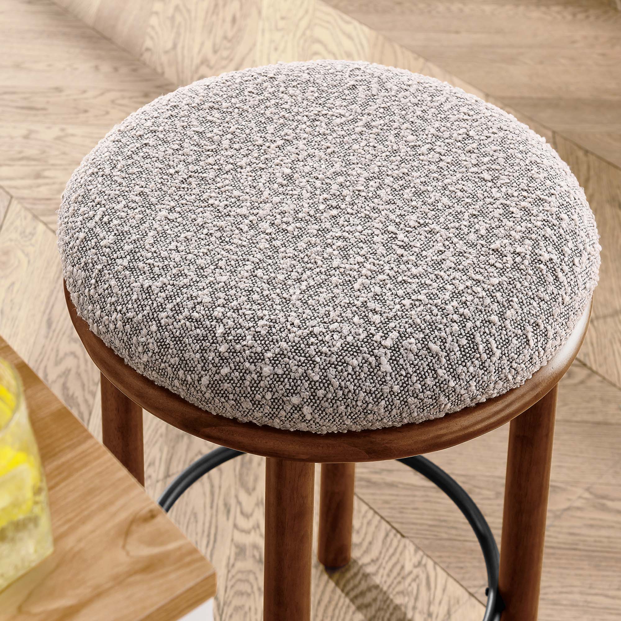 Fable Boucle Fabric Counter Stools Set of 2, Walnut Taupe