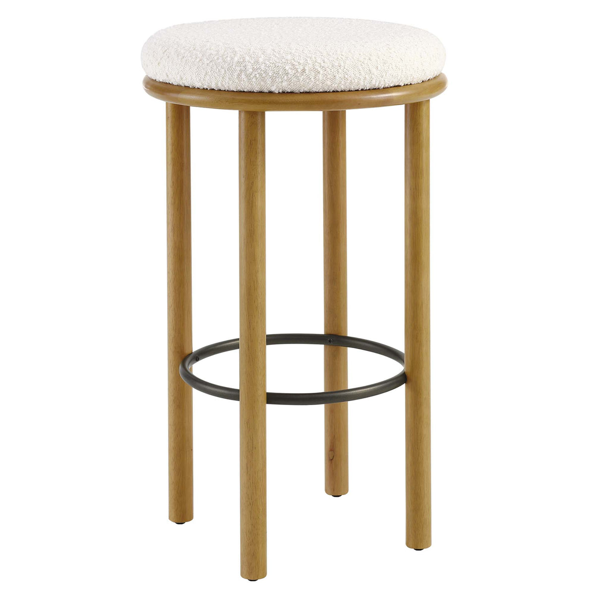 Fable Boucle Fabric Bar Stools Set of 2, Oak Ivory