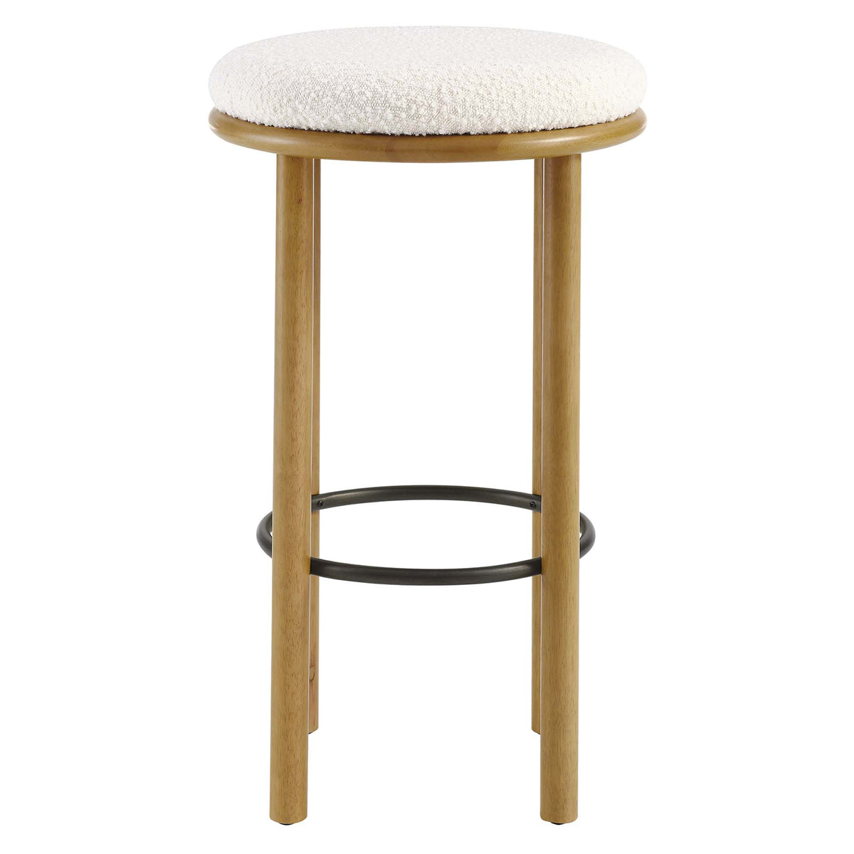 Fable Boucle Fabric Bar Stools Set of 2, Oak Ivory