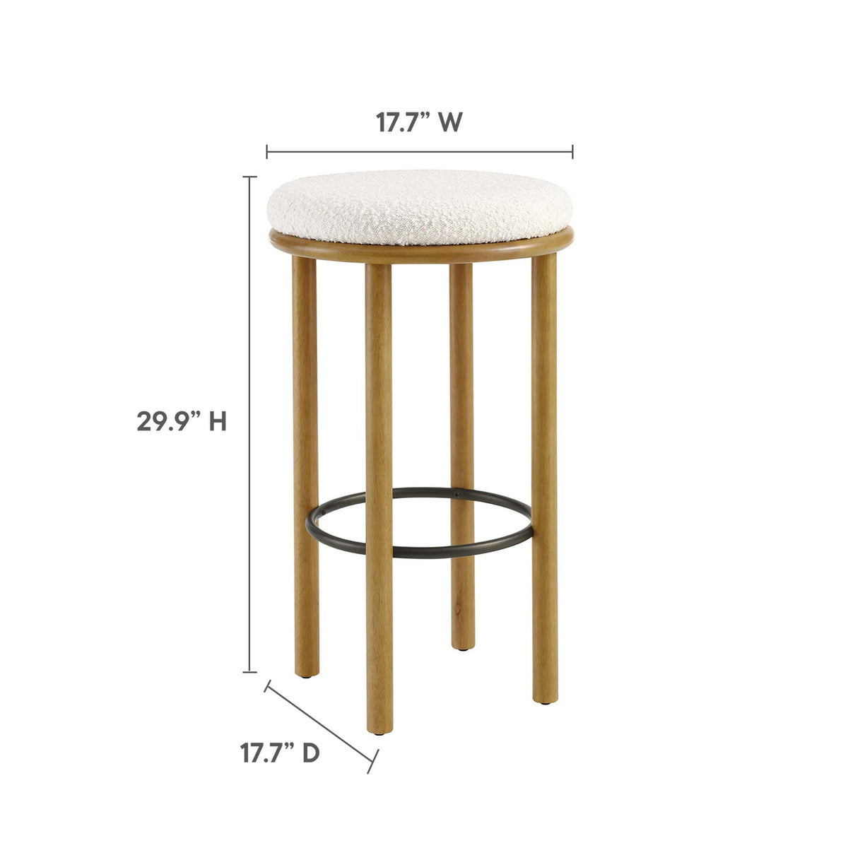 Fable Boucle Fabric Bar Stools Set of 2, Oak Ivory