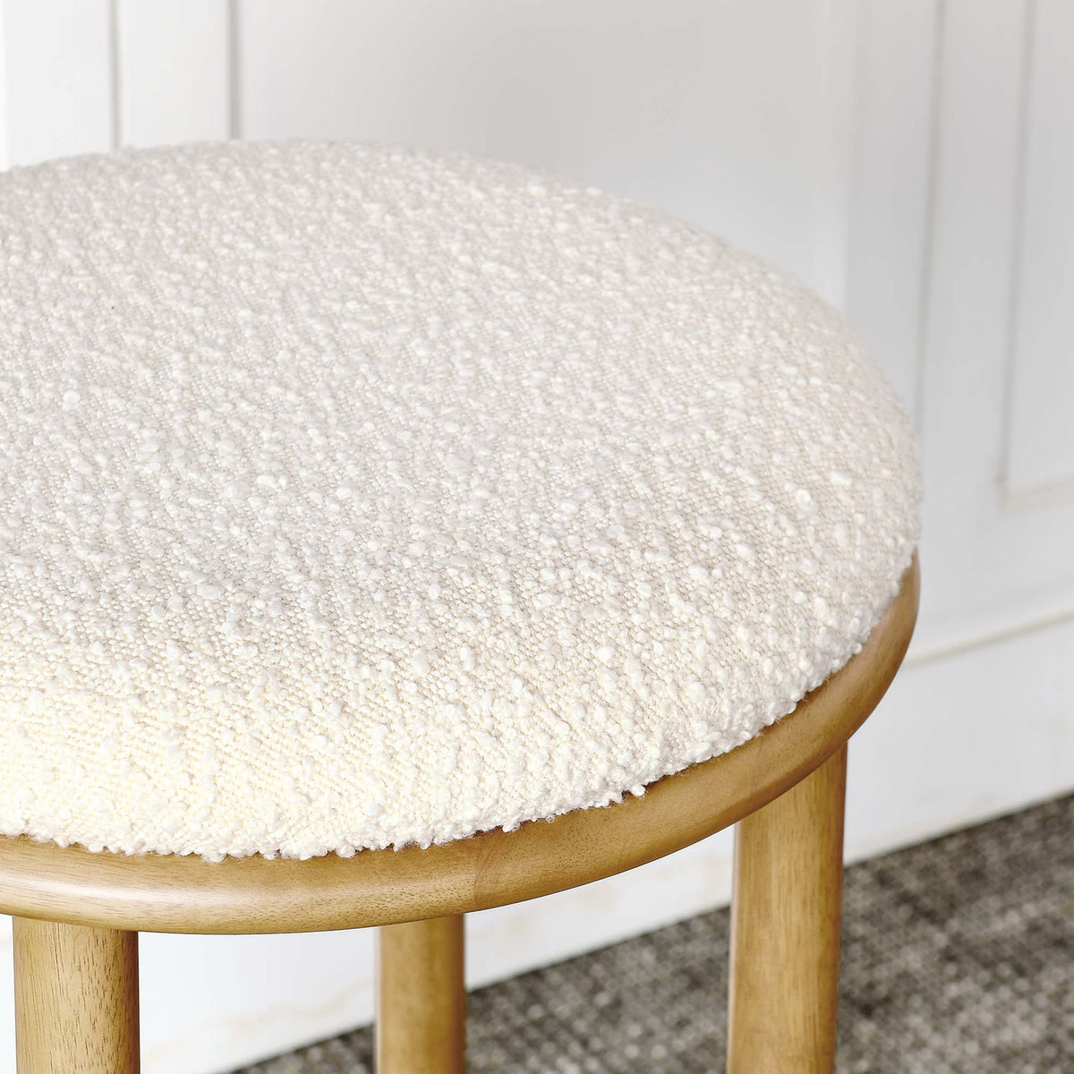 Fable Boucle Fabric Bar Stools Set of 2, Oak Ivory