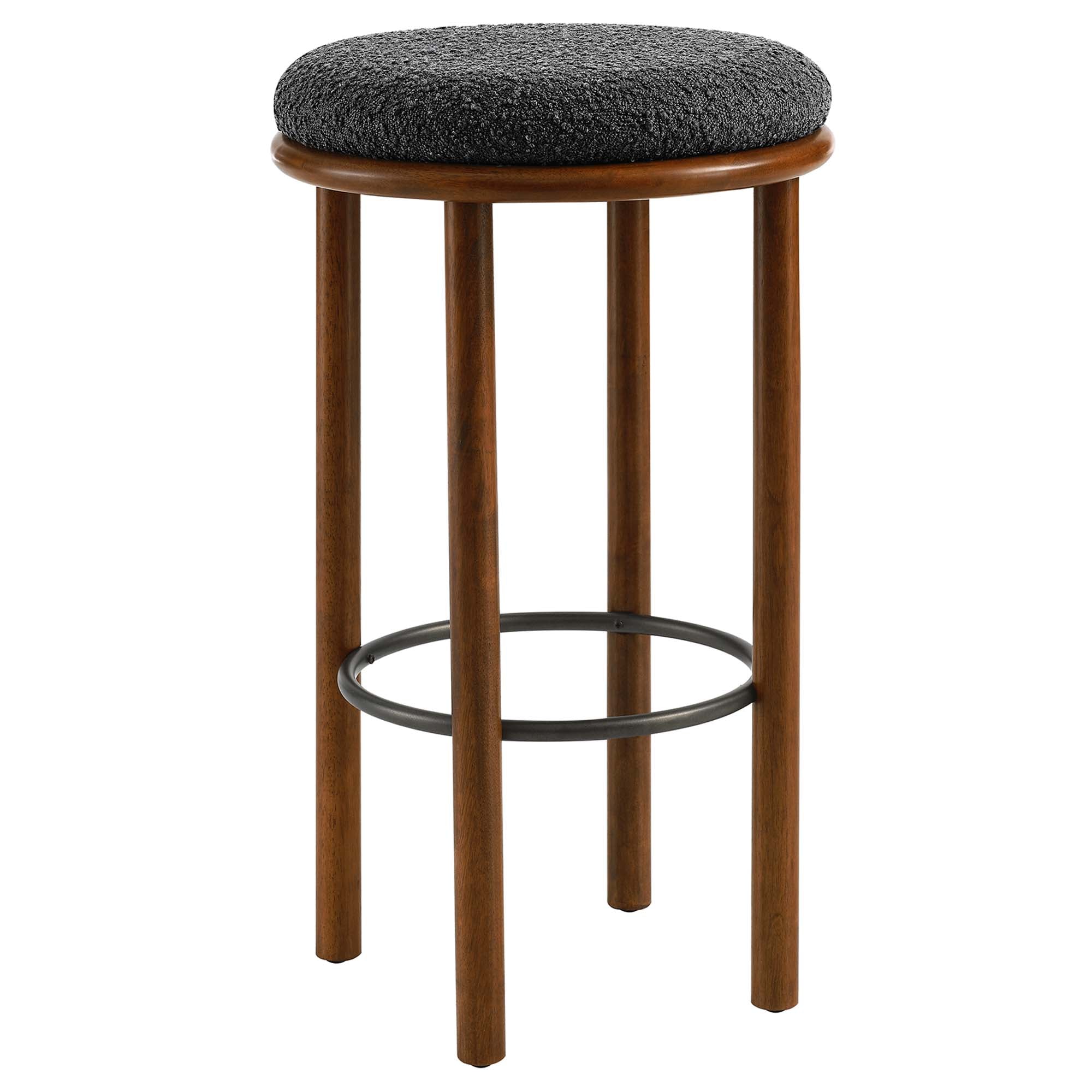 Fable Boucle Fabric Bar Stools Set of 2, Walnut Charcoal