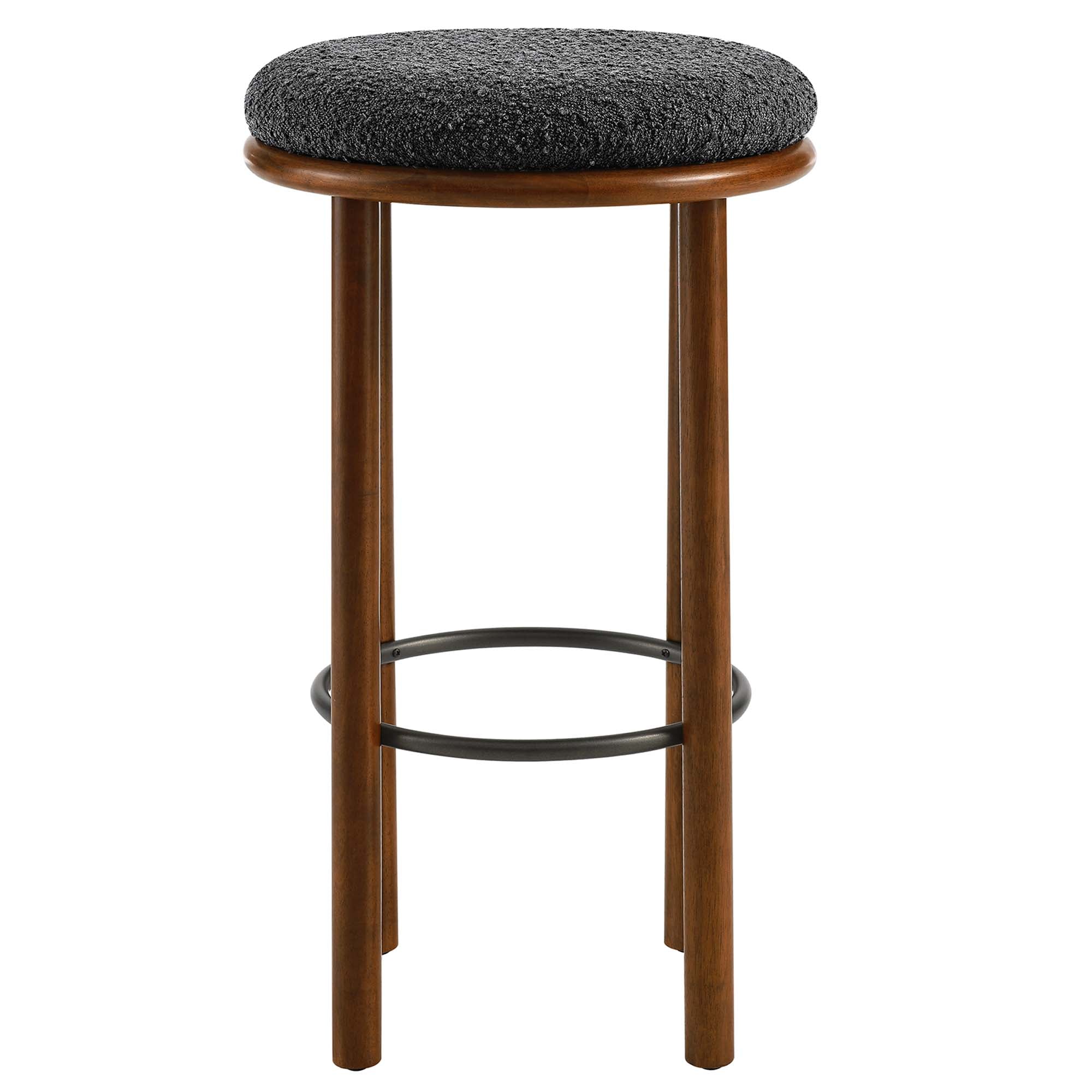 Fable Boucle Fabric Bar Stools Set of 2, Walnut Charcoal