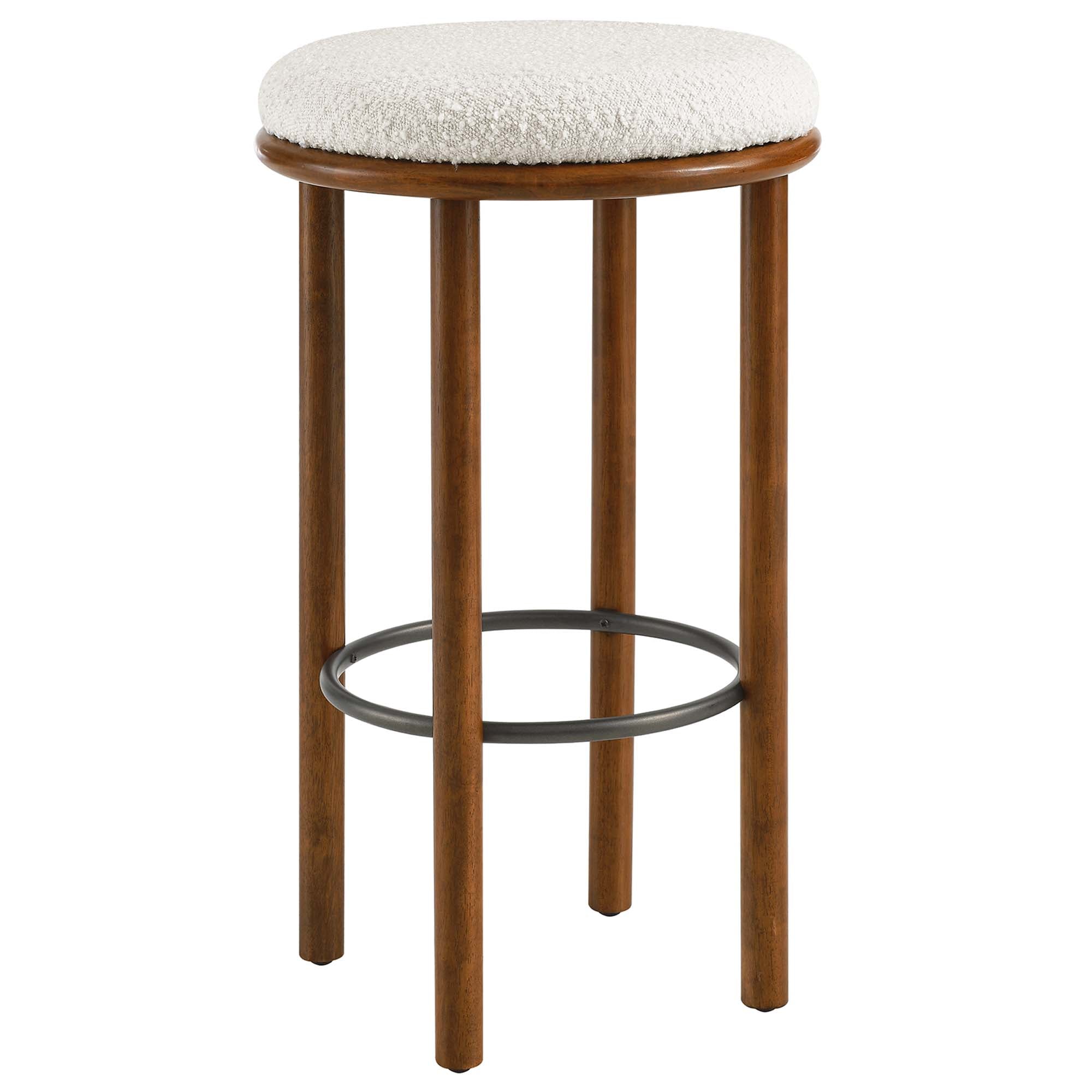 Fable Boucle Fabric Bar Stools Set of 2, Walnut Ivory
