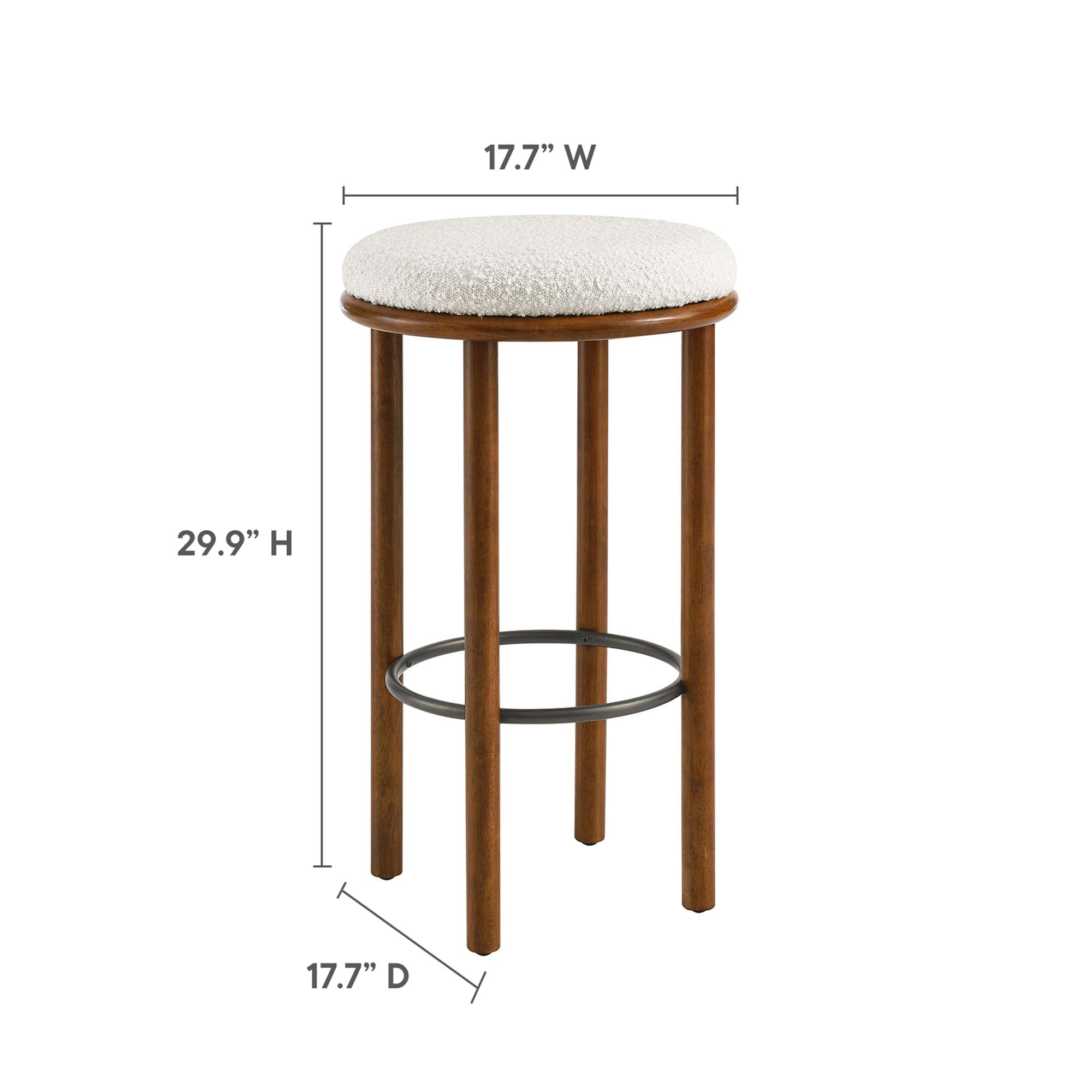 Fable Boucle Fabric Bar Stools Set of 2, Walnut Ivory