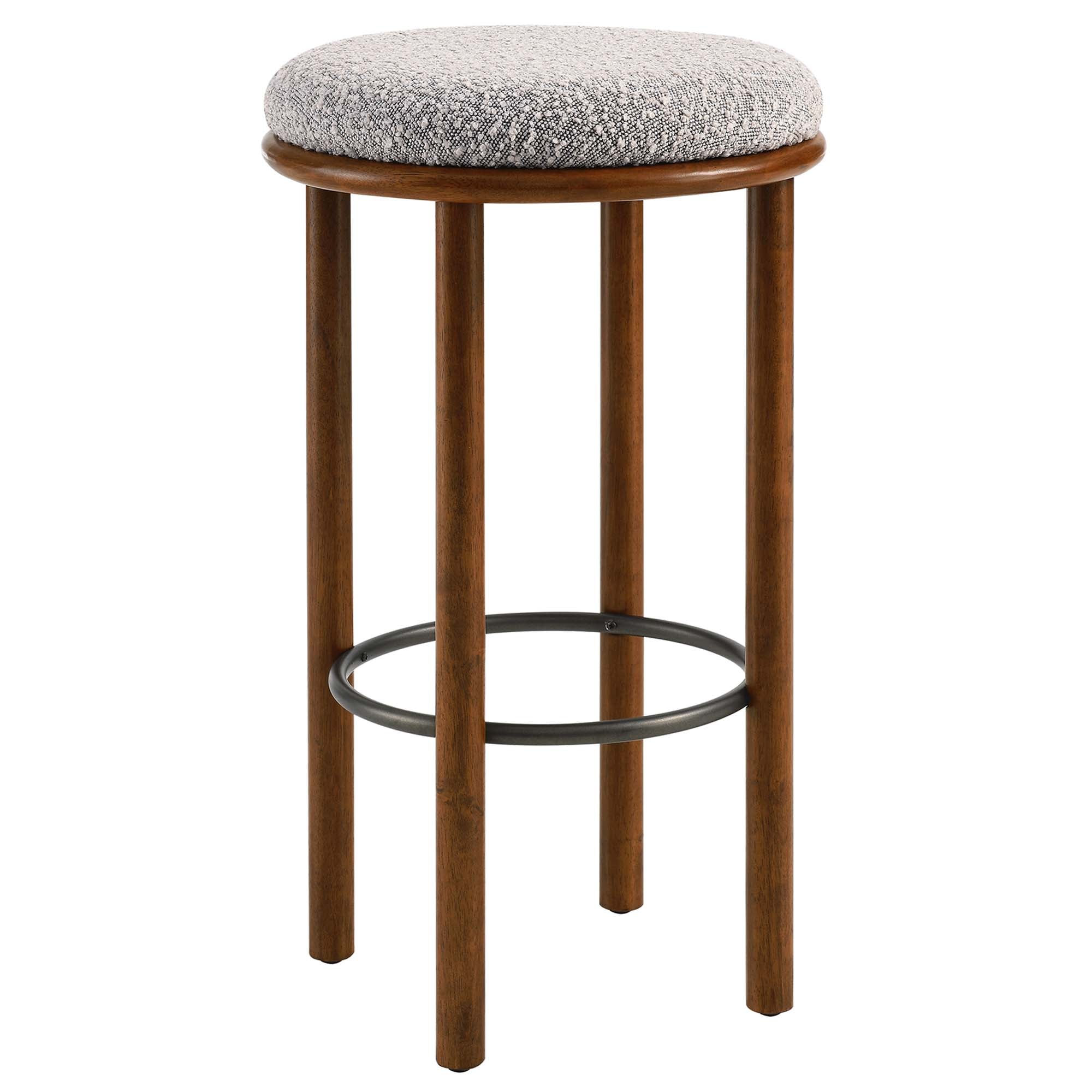 Fable Boucle Fabric Bar Stools Set of 2, Walnut Taupe