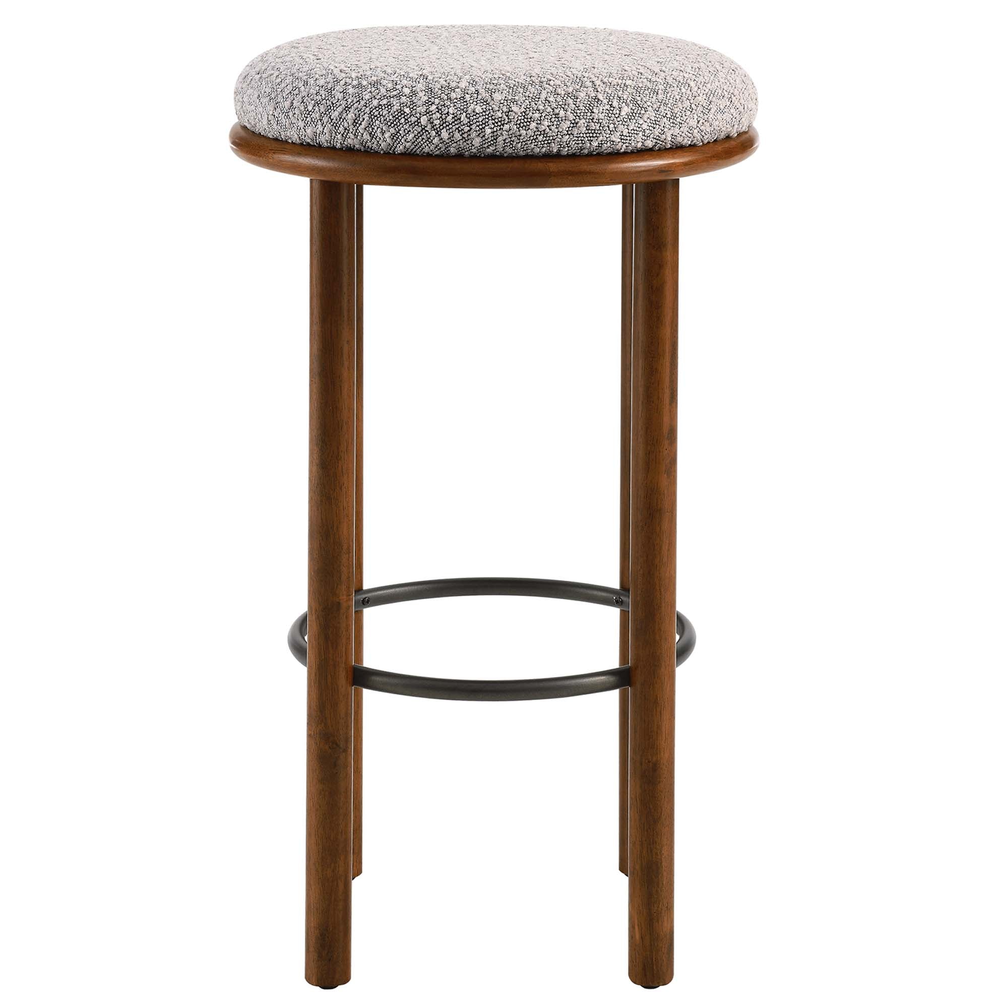 Fable Boucle Fabric Bar Stools Set of 2, Walnut Taupe