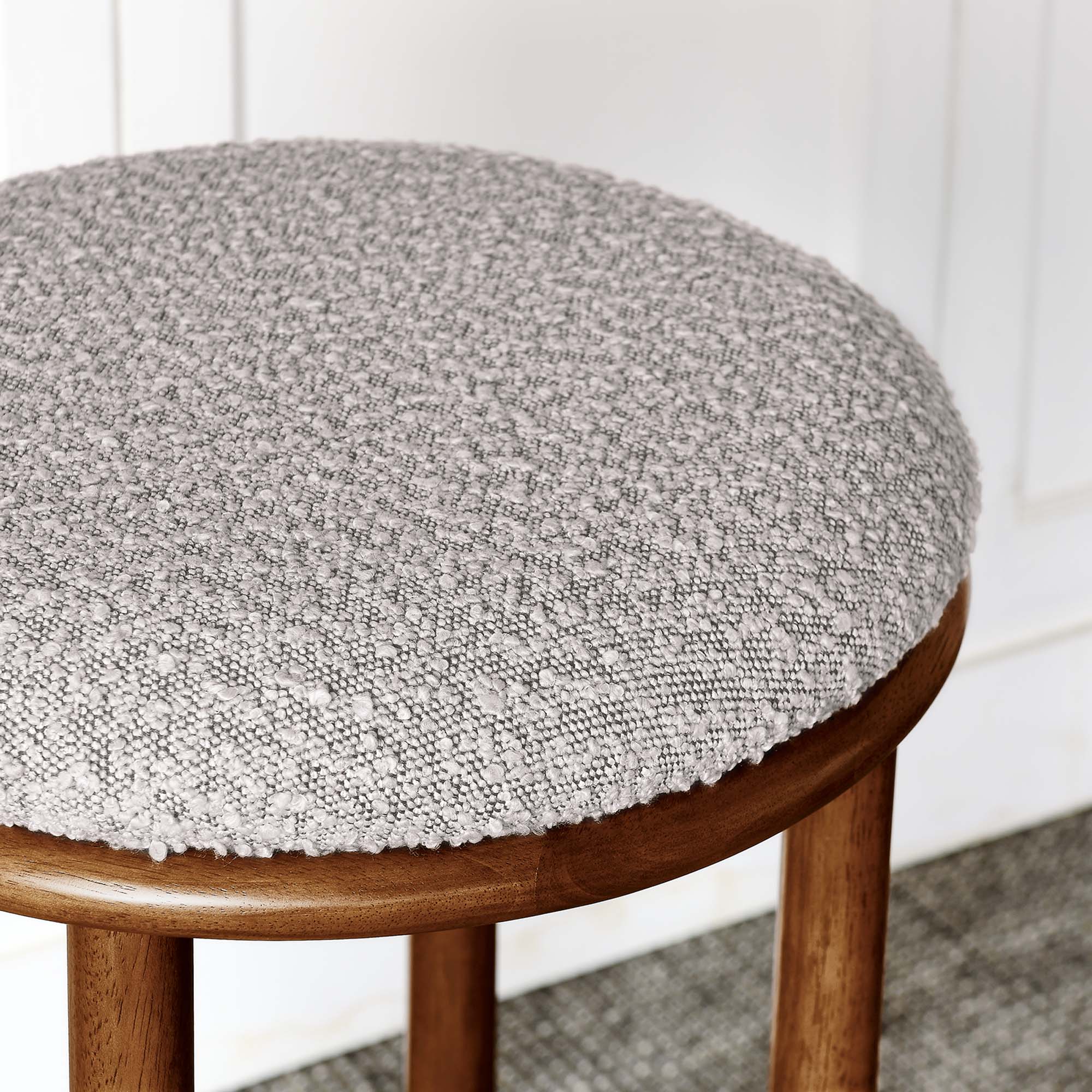 Fable Boucle Fabric Bar Stools Set of 2, Walnut Taupe