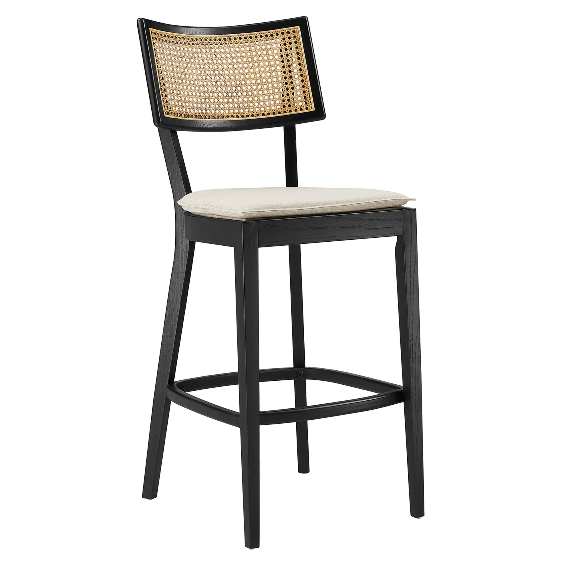 Caledonia Wood Bar Stools Set of 2, Black Beige