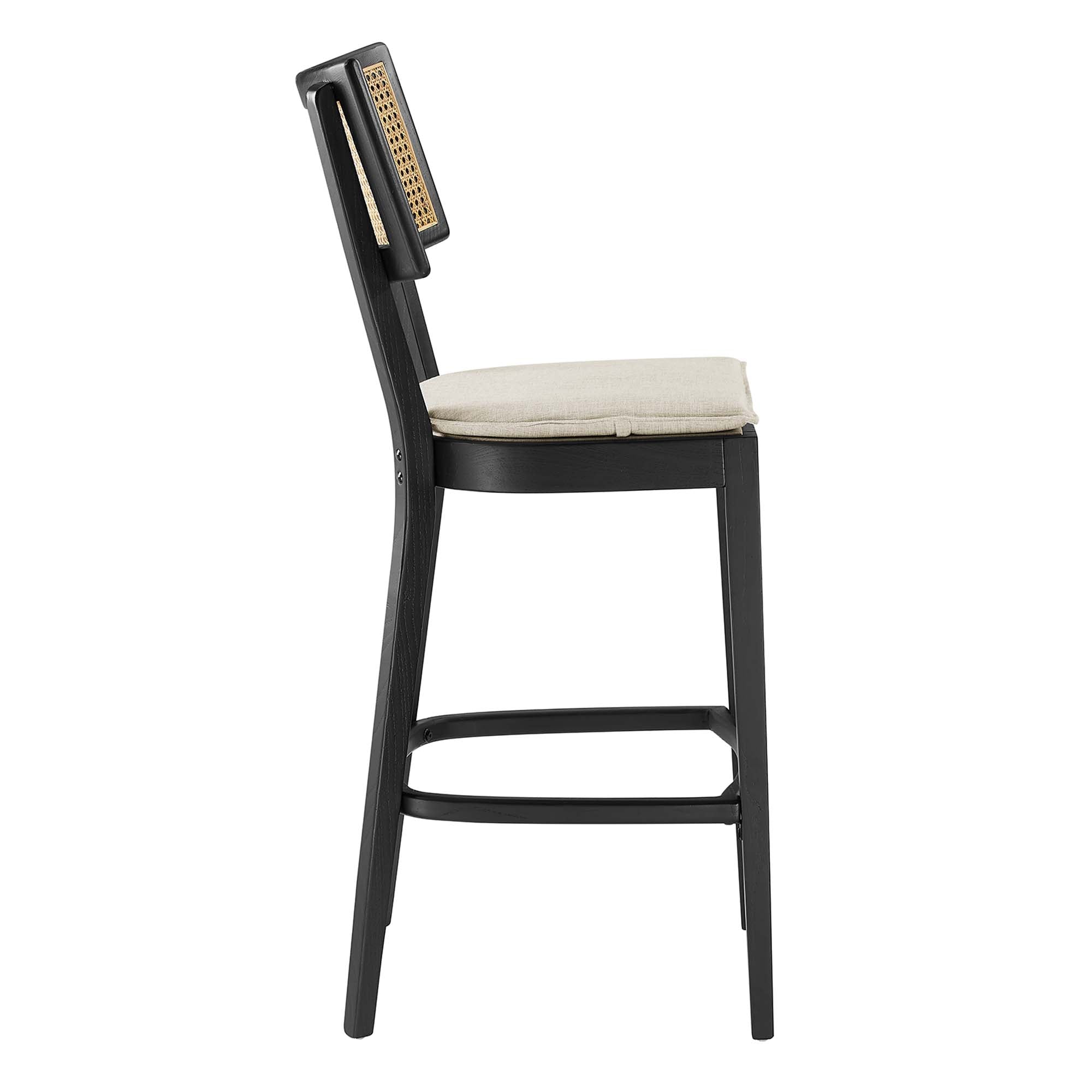 Caledonia Wood Bar Stools Set of 2, Black Beige