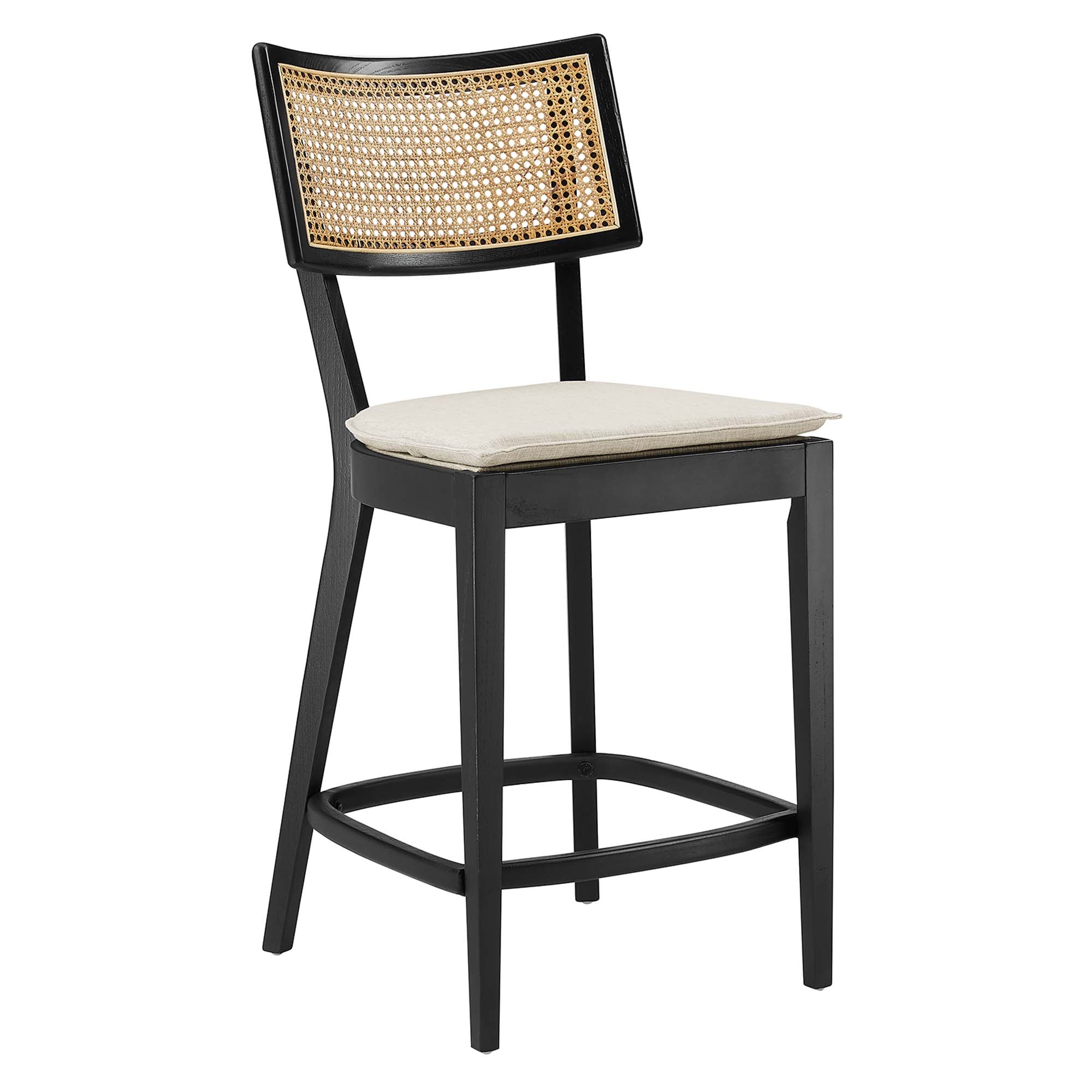 Caledonia Wood Counter Stools Set of 2, Black Beige