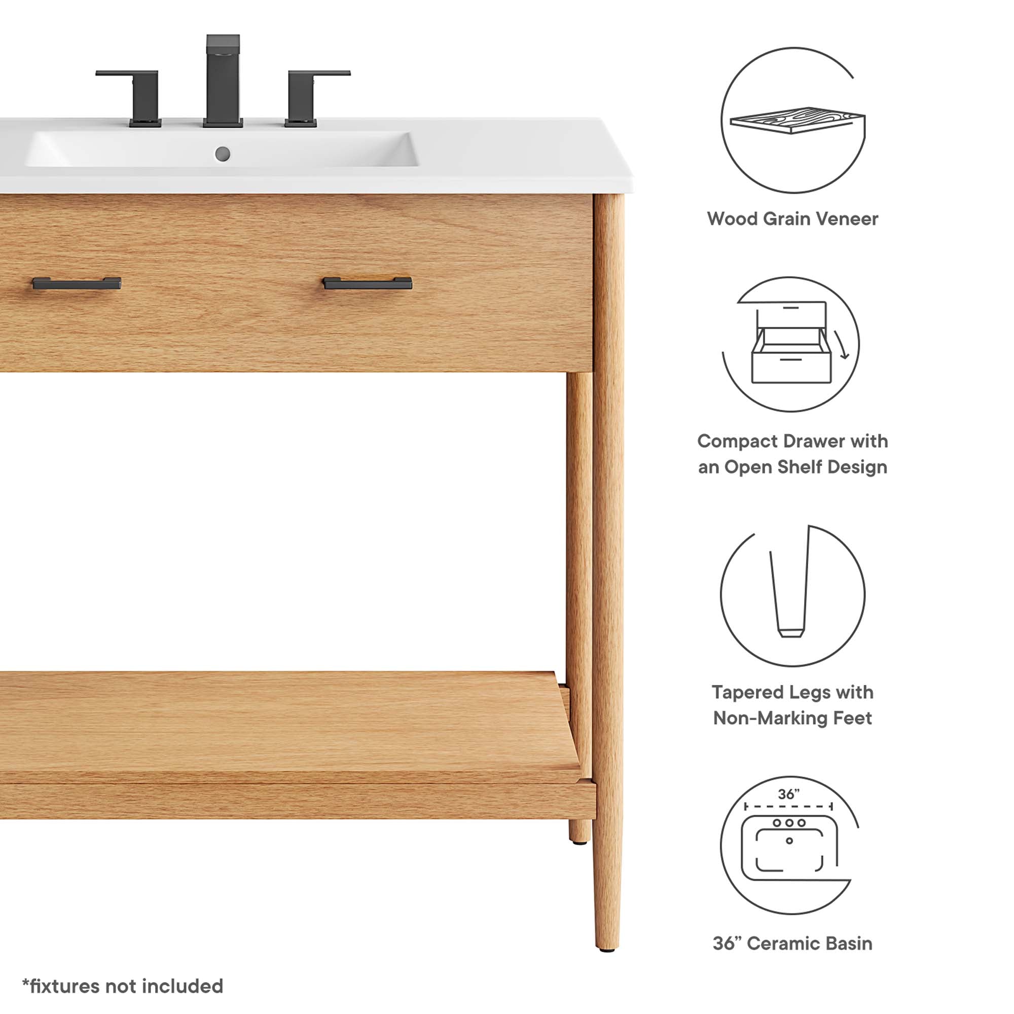 Zaire 36" Bathroom Vanity, Natural White