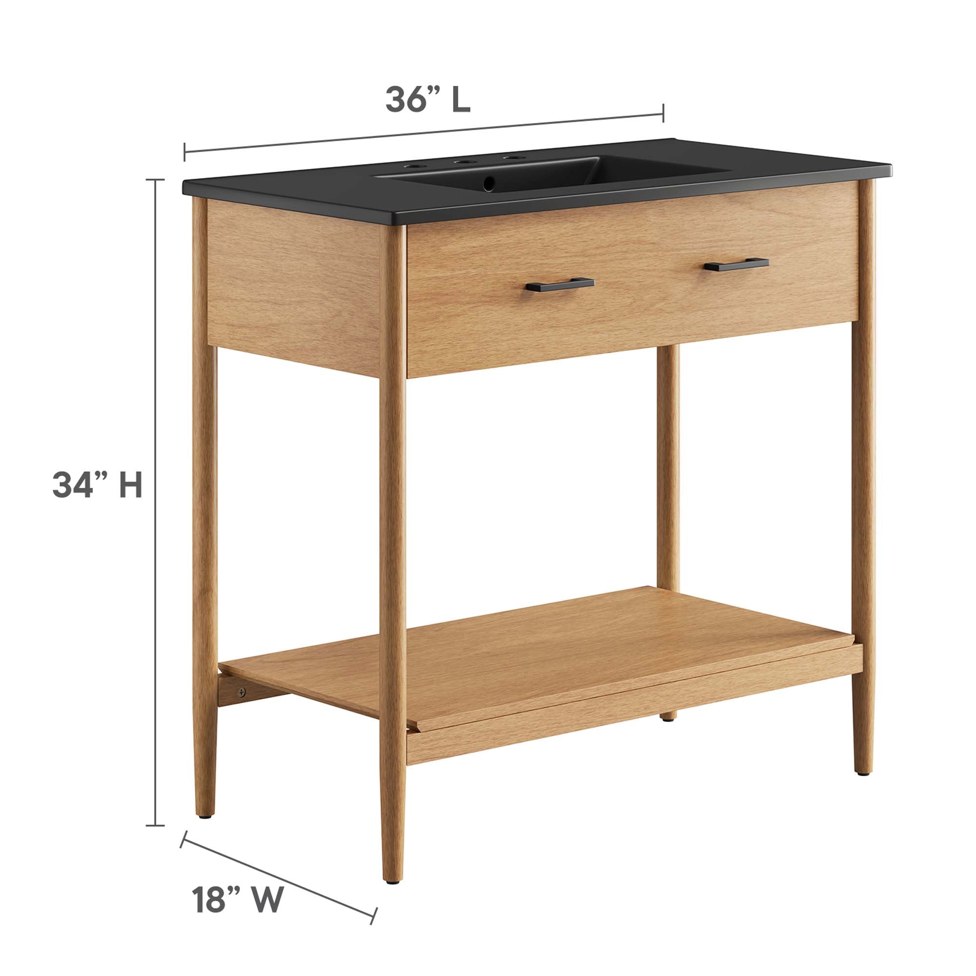 Zaire 36" Bathroom Vanity, Natural Black