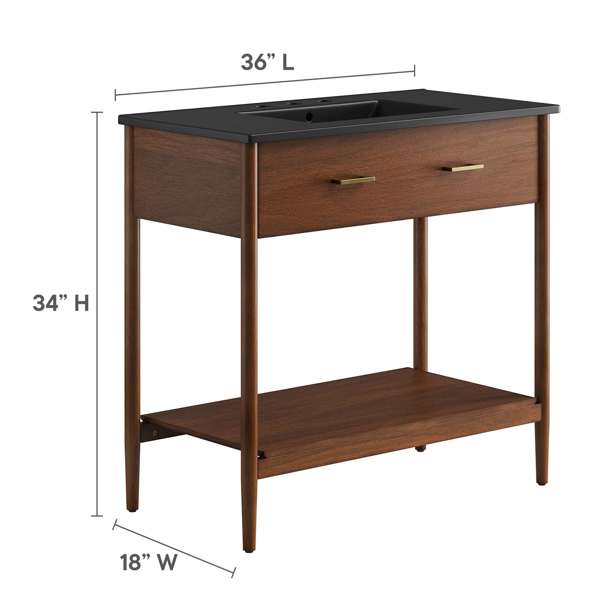 Zaire 36" Bathroom Vanity, Walnut Black