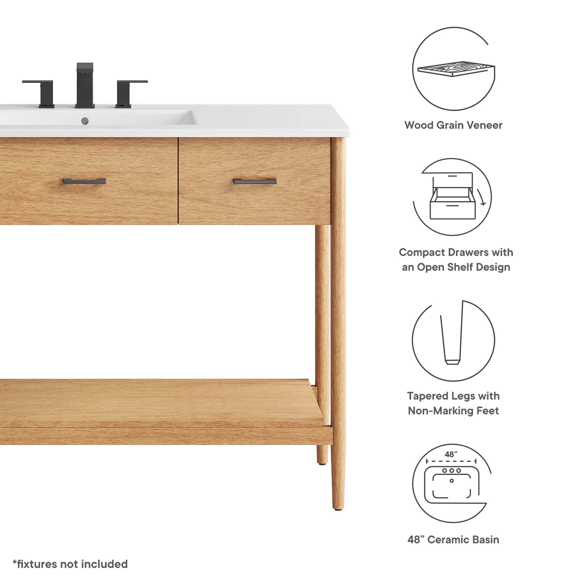 Zaire 48" Single Sink Bathroom Vanity, Natural White