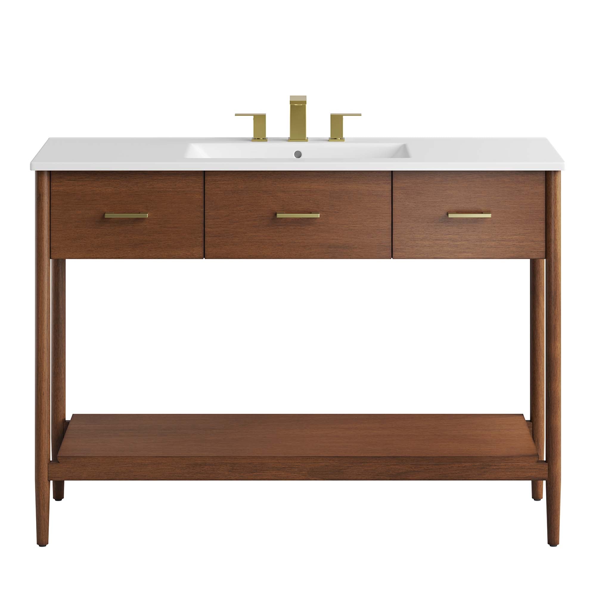 Zaire 48" Single Sink Bathroom Vanity, Walnut White