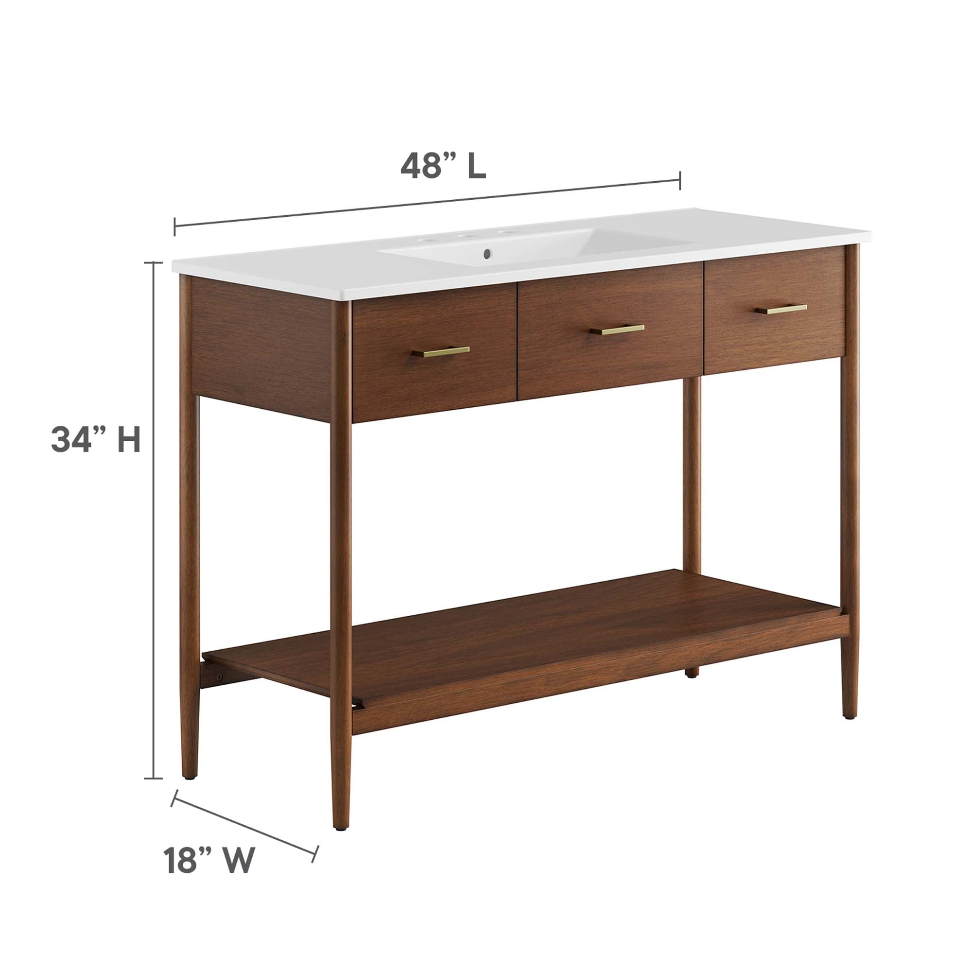 Zaire 48" Single Sink Bathroom Vanity, Walnut White