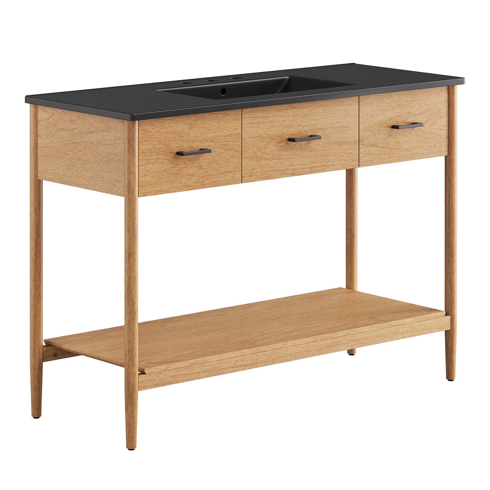 Zaire 48" Single Sink Bathroom Vanity, Natural Black