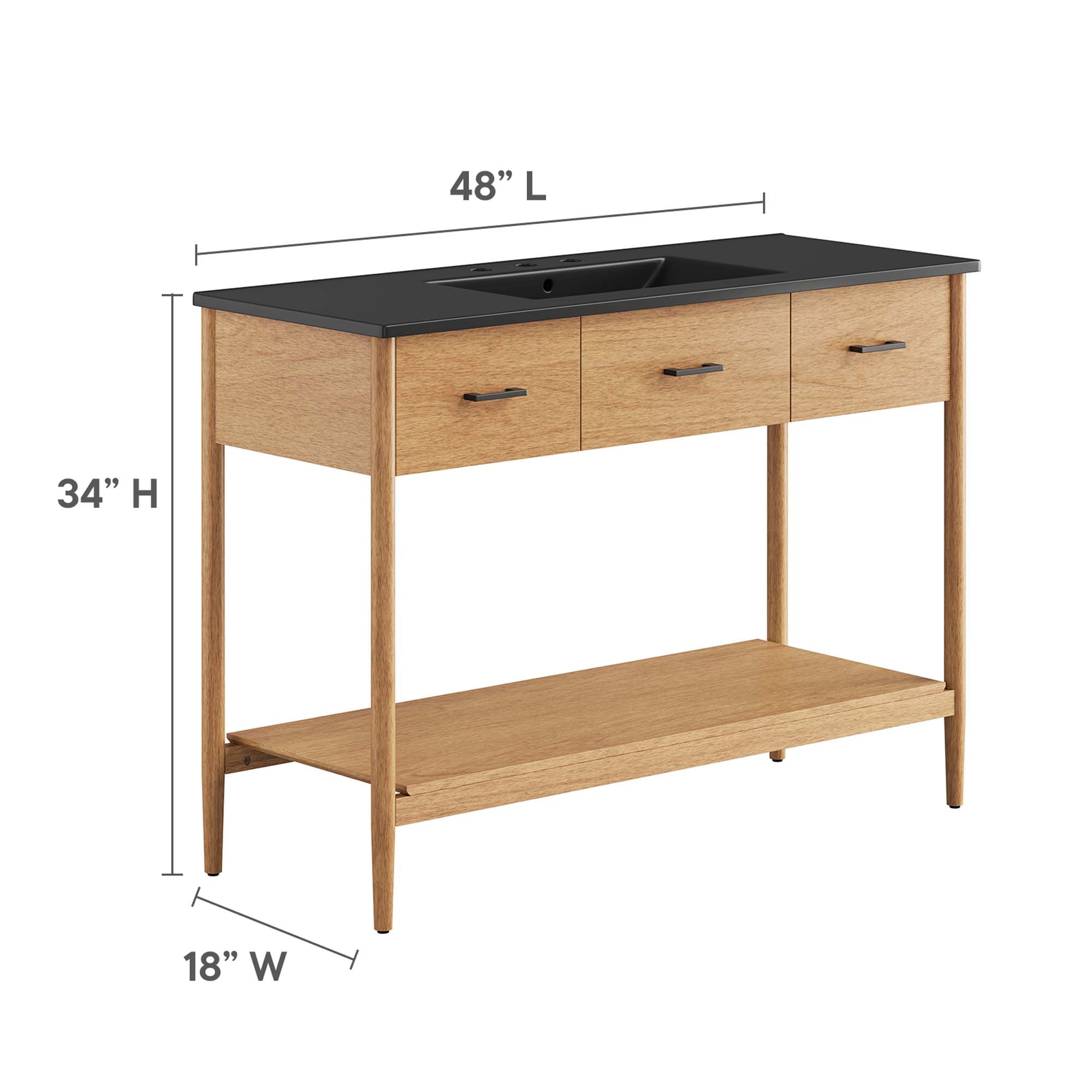 Zaire 48" Single Sink Bathroom Vanity, Natural Black