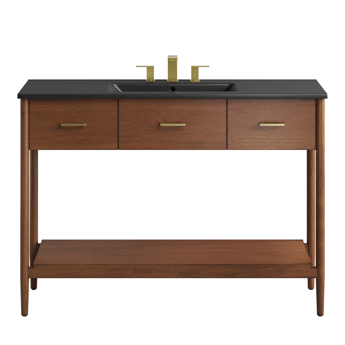 Zaire 48" Single Sink Bathroom Vanity, Walnut Black