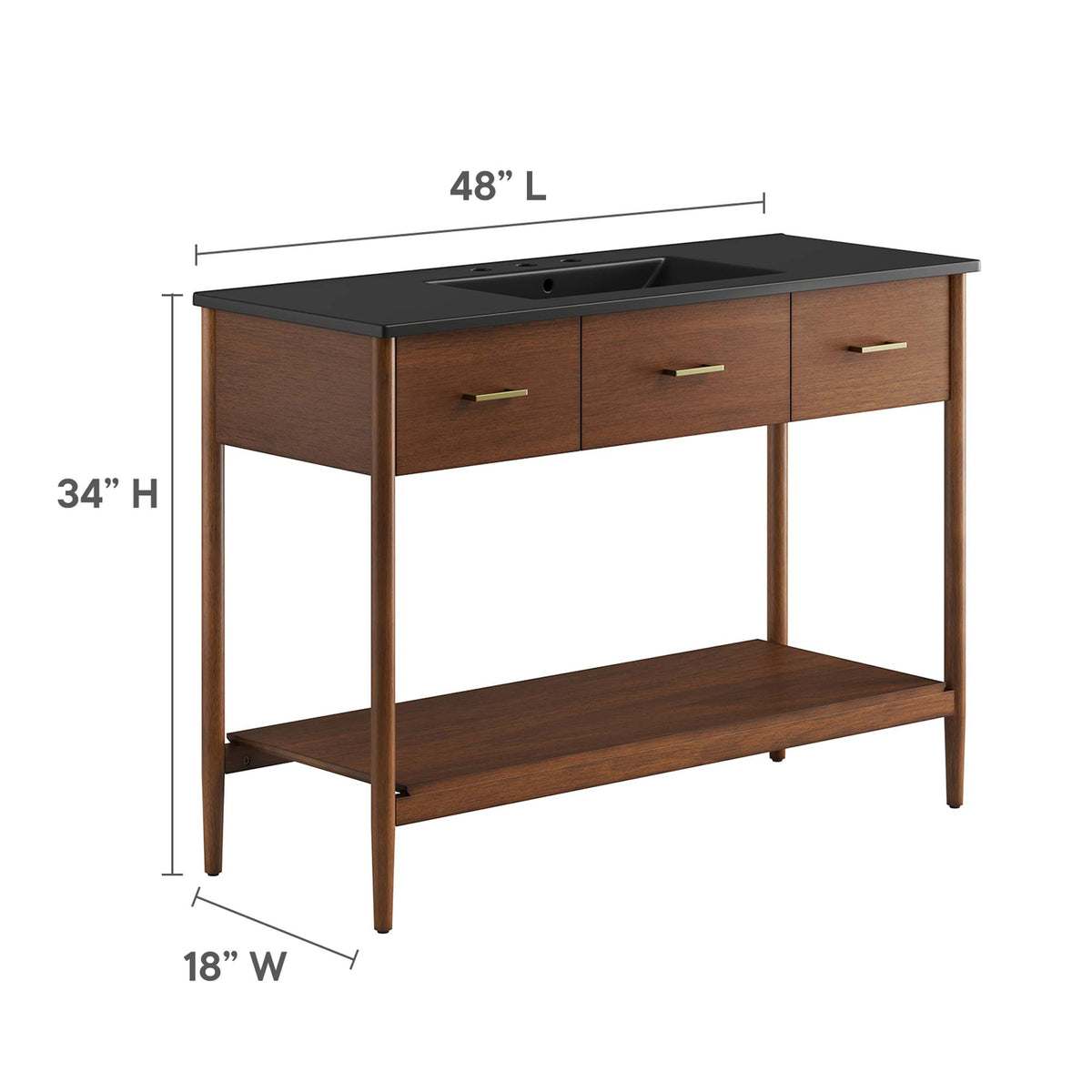 Zaire 48" Single Sink Bathroom Vanity, Walnut Black