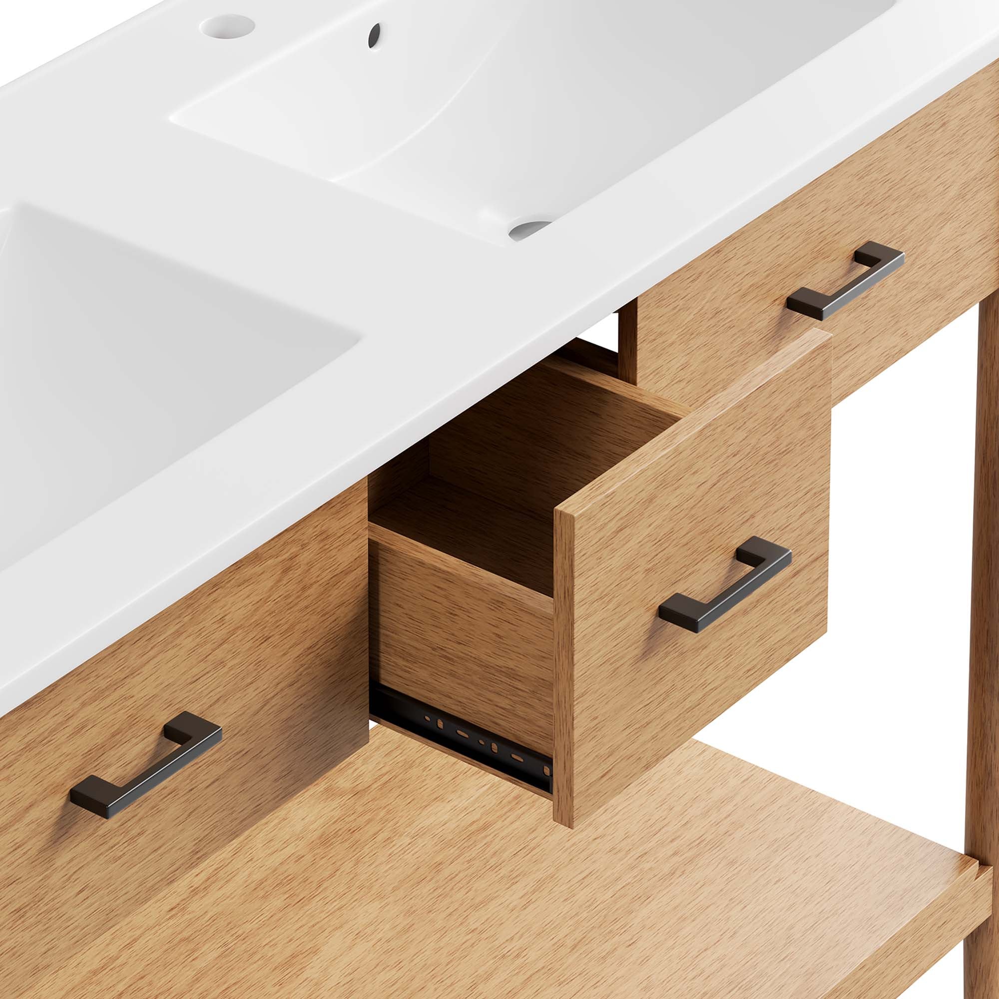 Zaire 48" Double Sink Bathroom Vanity, Natural White