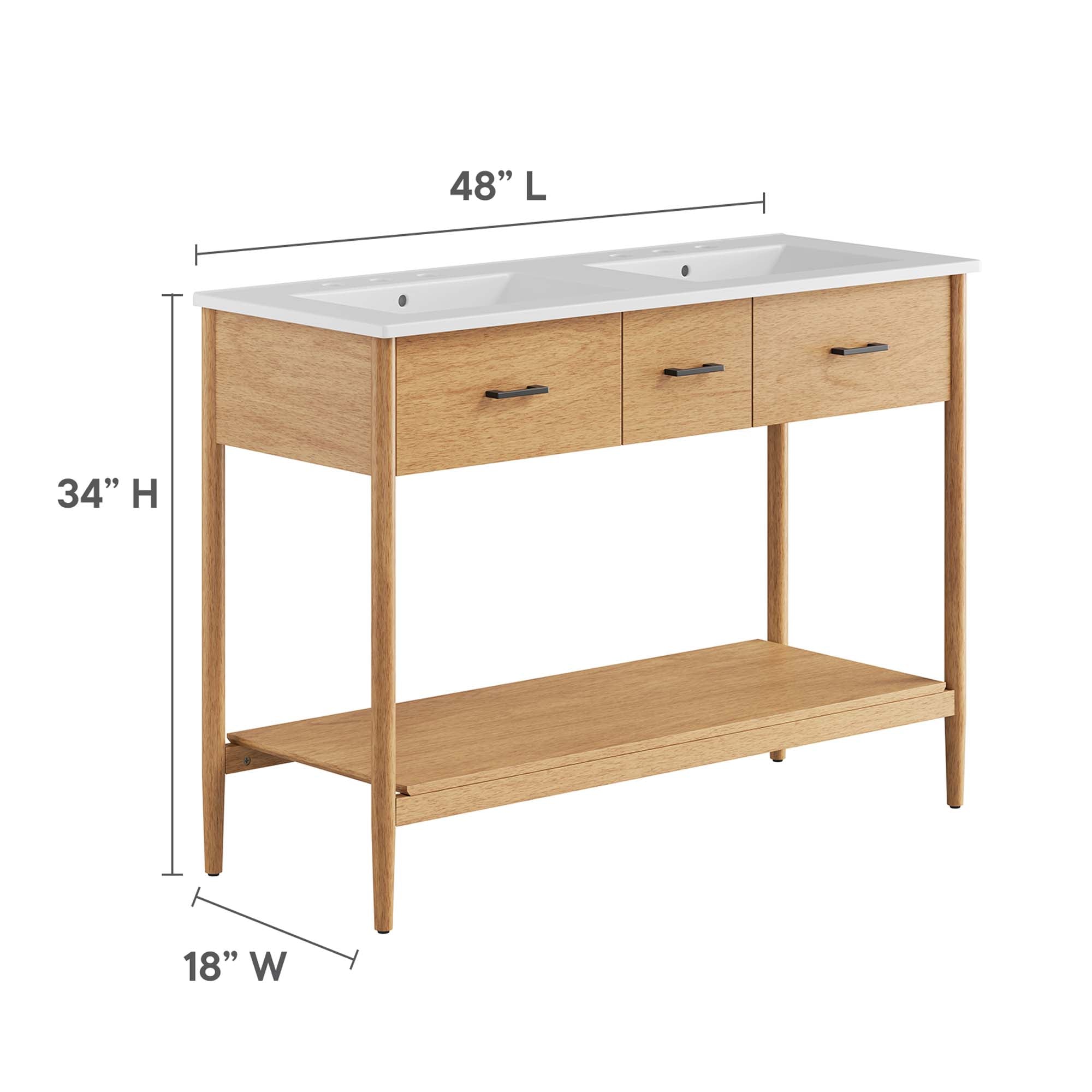 Zaire 48" Double Sink Bathroom Vanity, Natural White