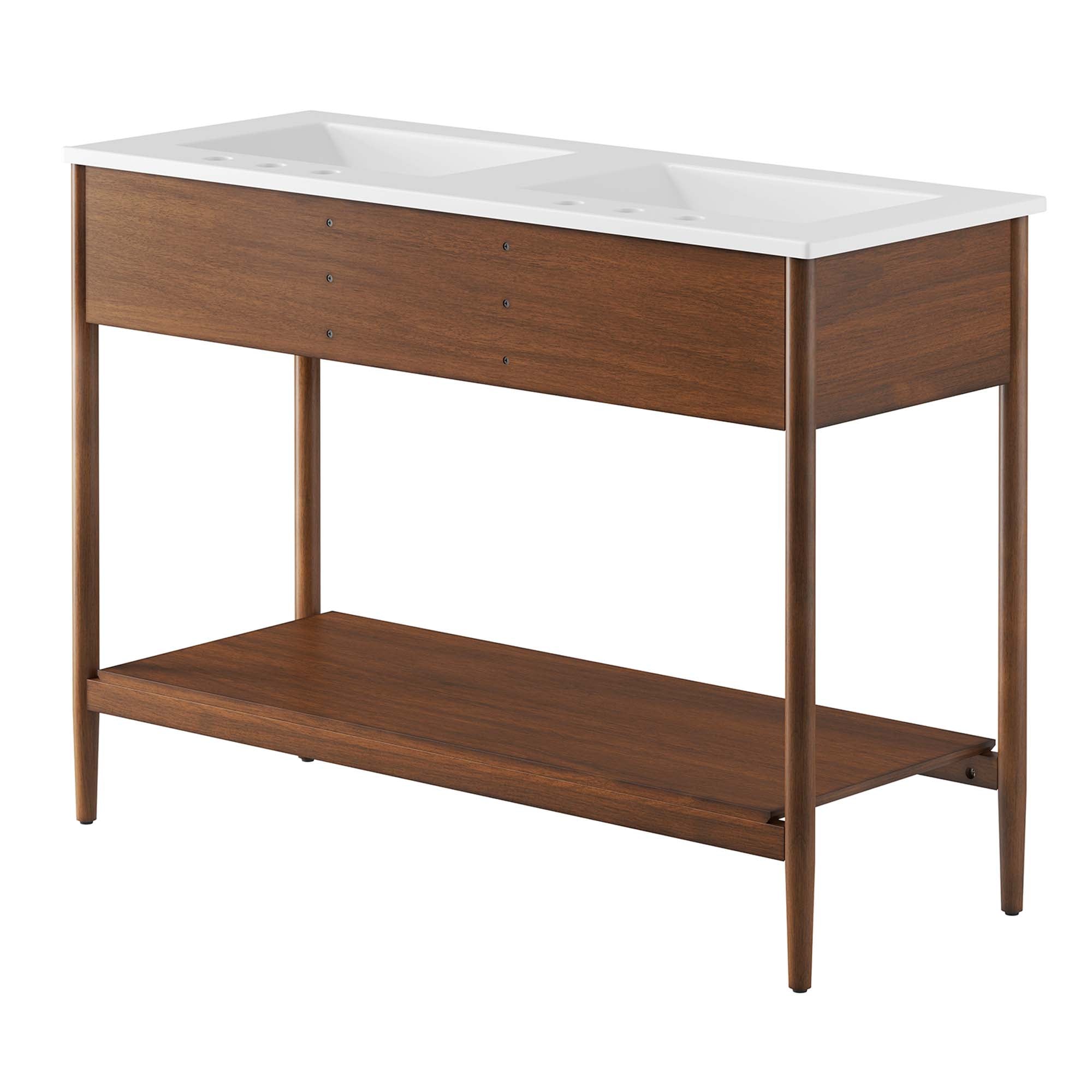 Zaire 48" Double Sink Bathroom Vanity, Walnut White