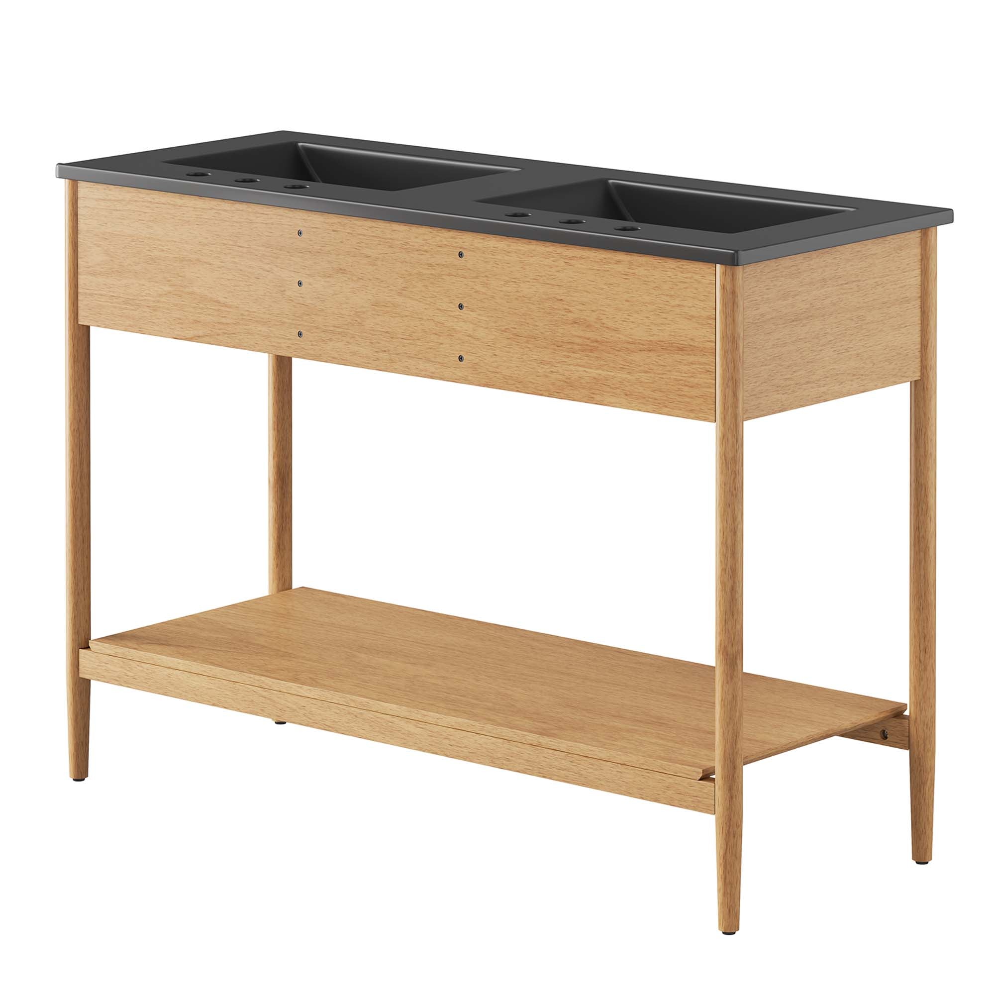 Zaire 48" Double Sink Bathroom Vanity, Natural Black