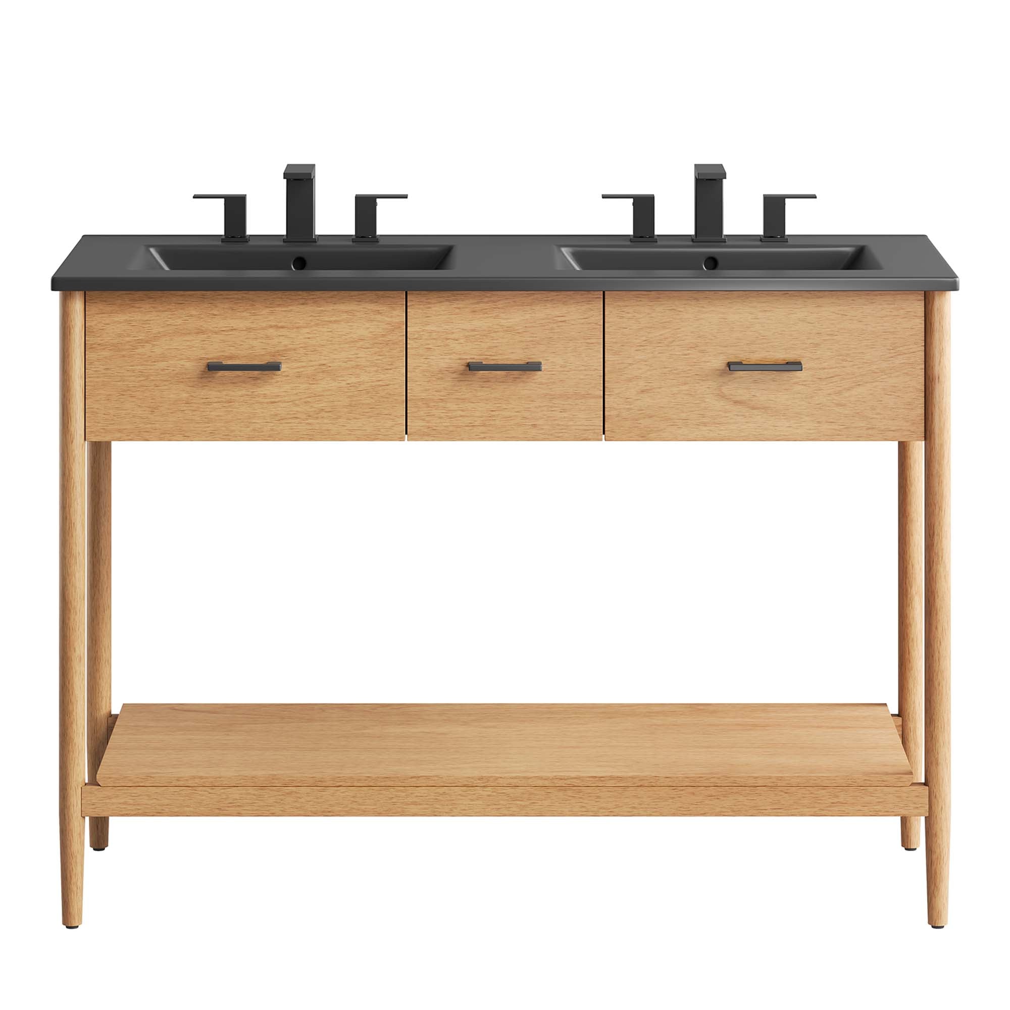 Zaire 48" Double Sink Bathroom Vanity, Natural Black